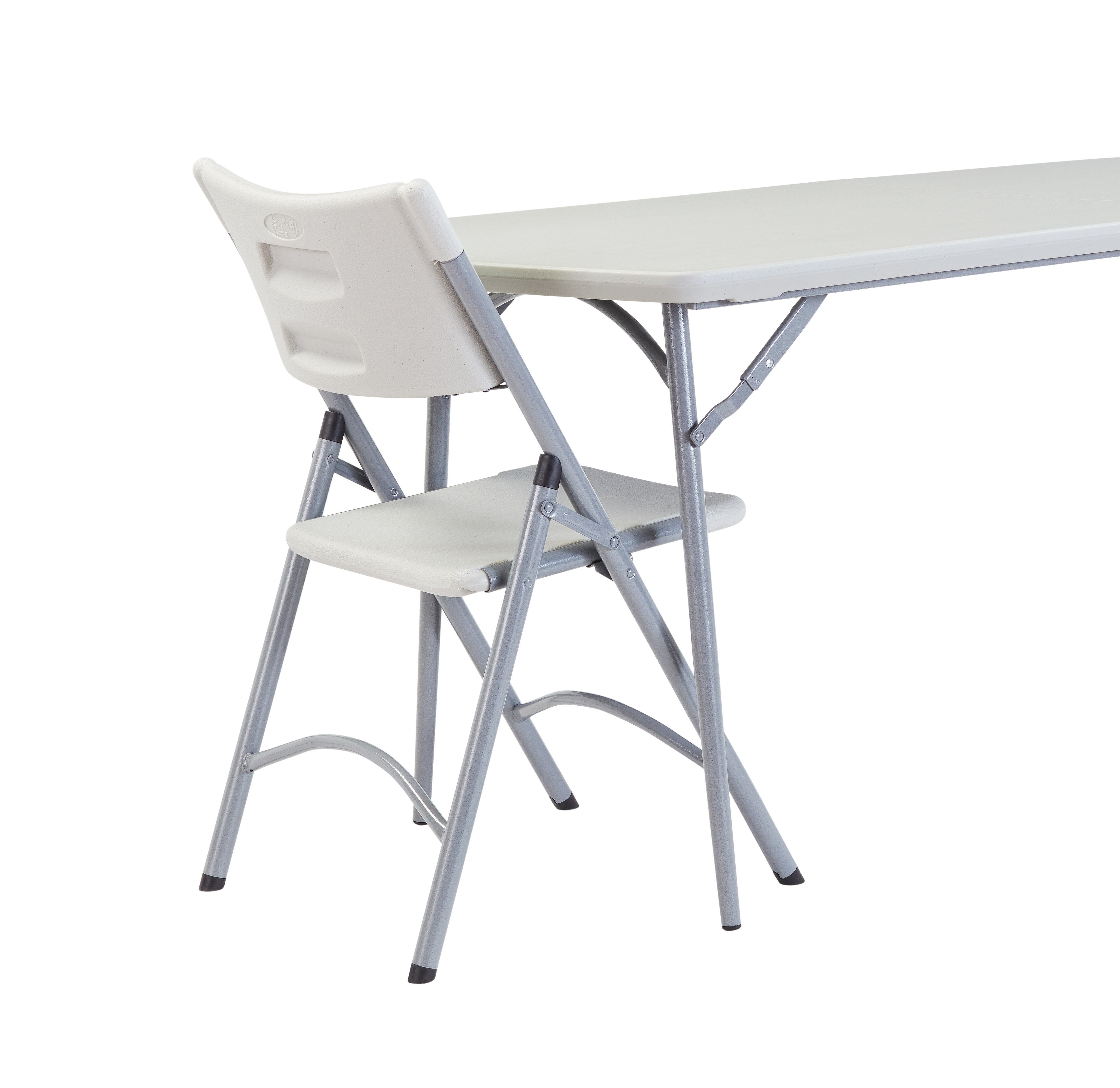 NPS® 30" x 72" Heavy Duty Fold-in-Half Table, Surface Color: Speckled Grey, Frame Color: Grey