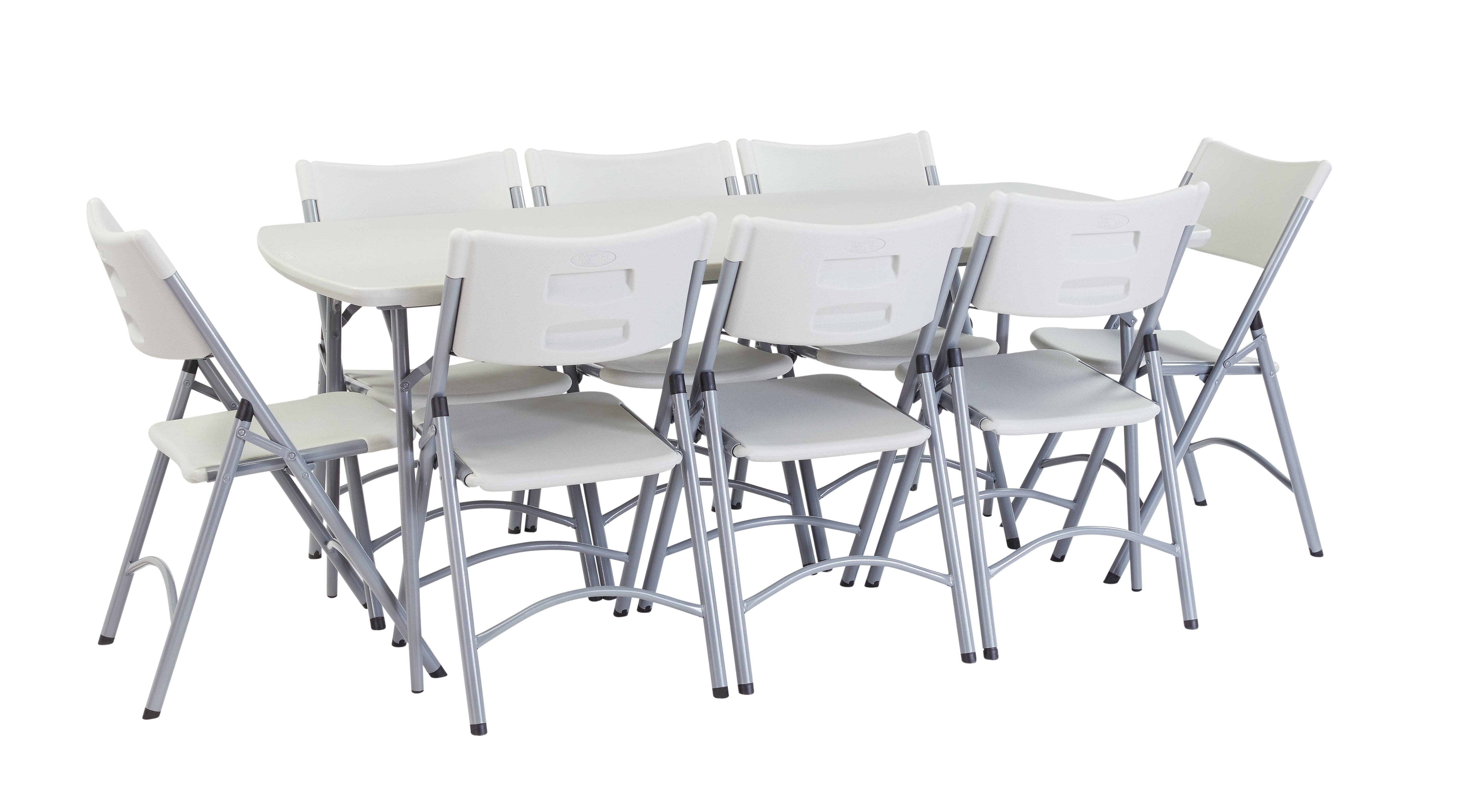 NPS® 30" x 72" Heavy Duty Fold-in-Half Table, Surface Color: Speckled Grey, Frame Color: Grey