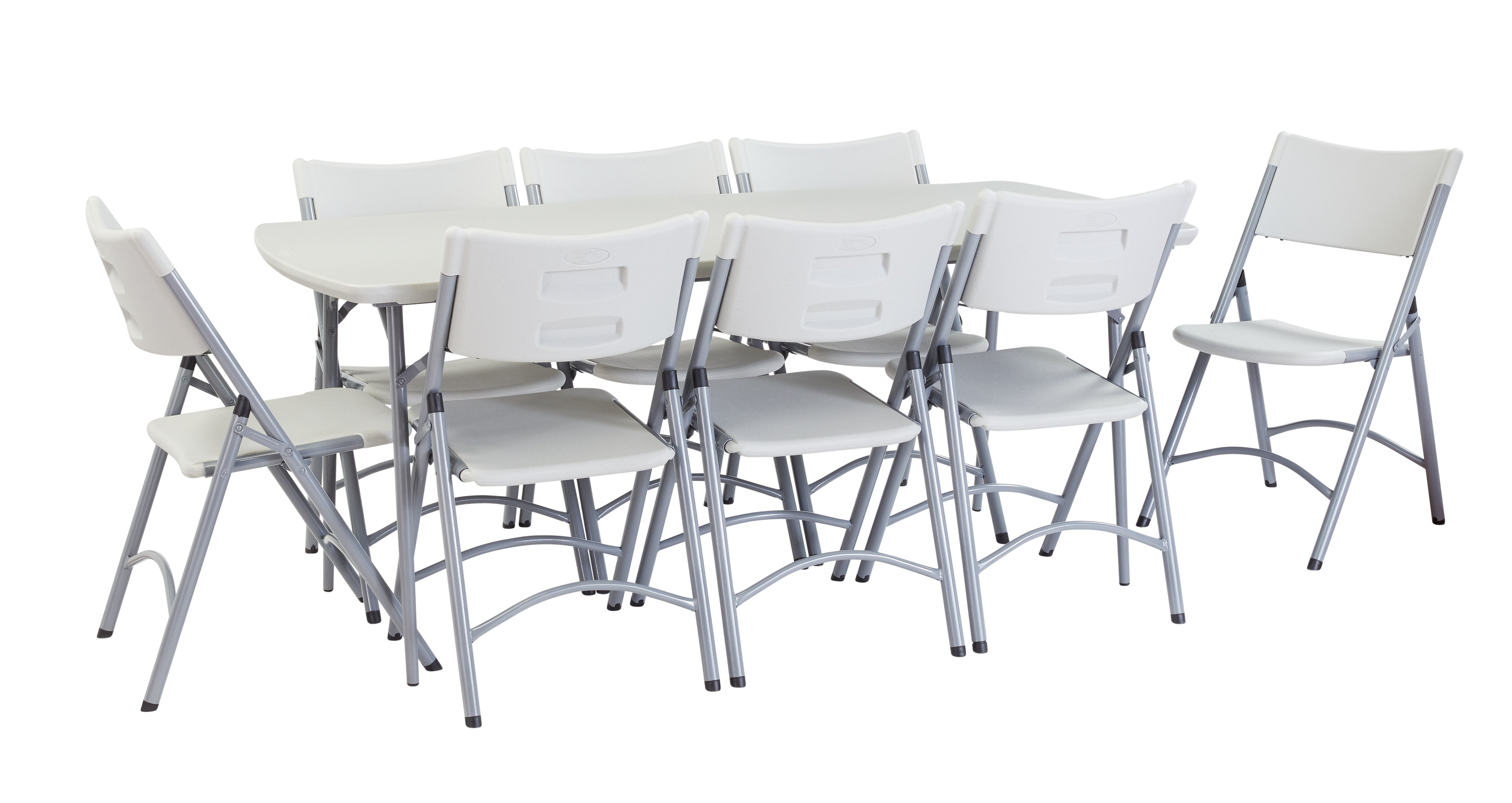 NPS® 30" x 72" Heavy Duty Fold-in-Half Table, Surface Color: Speckled Grey, Frame Color: Grey