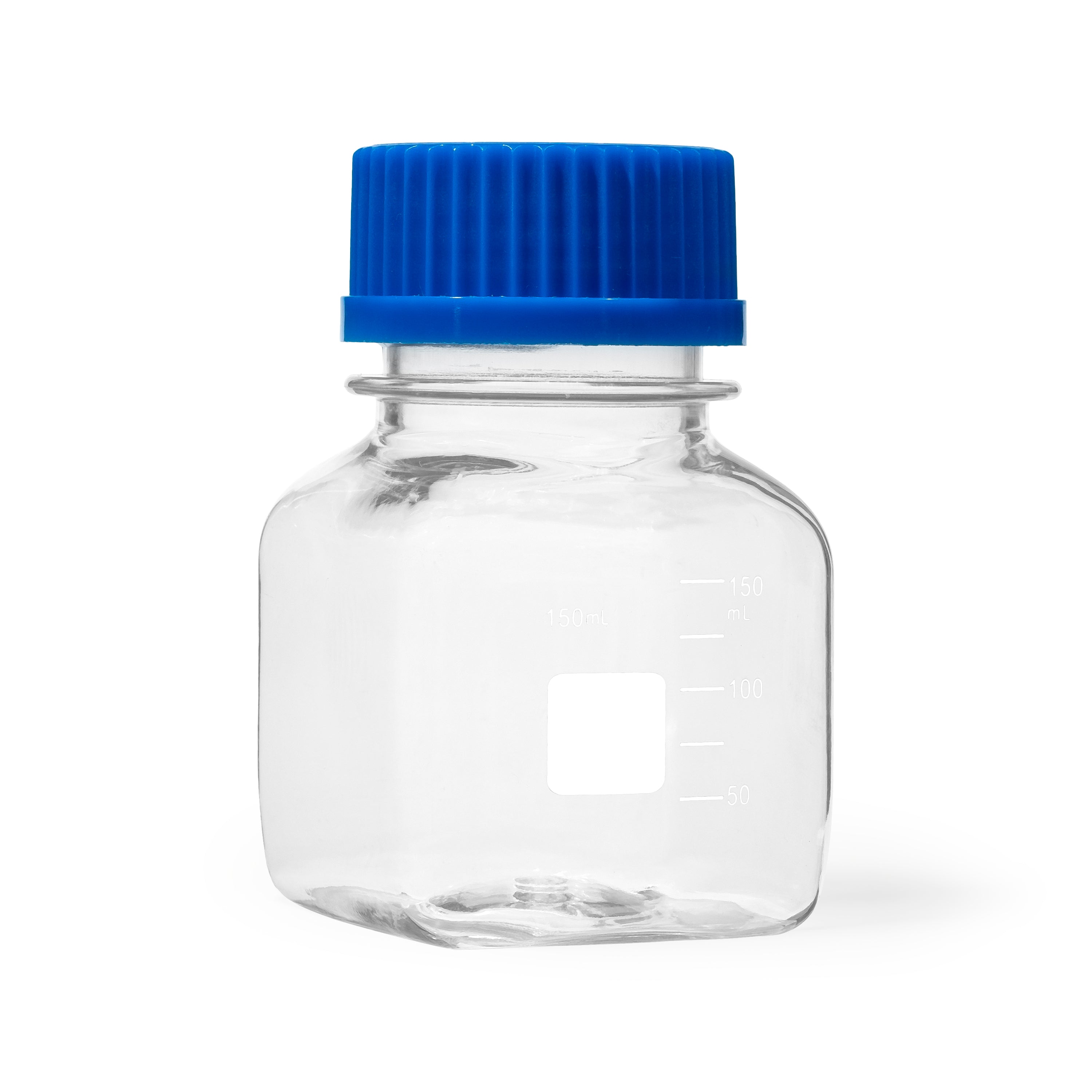 United Scientific® GL 45 Media / Storage Bottle, Square, PC With PP Cap, 150 mL, comes with 24