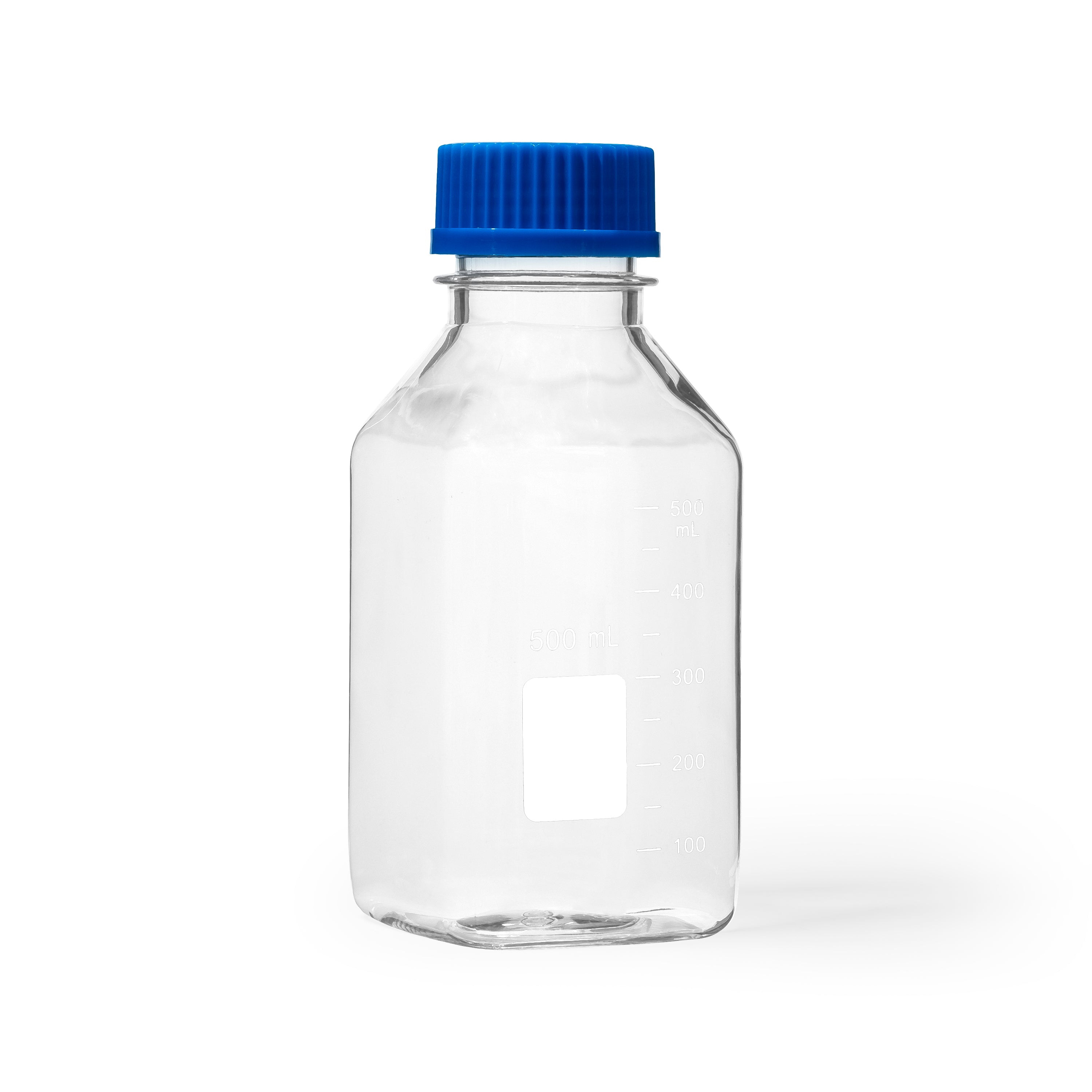 United Scientific® GL 45 Media / Storage Bottle, Square, PC With PP Cap, 500 mL, comes with 24