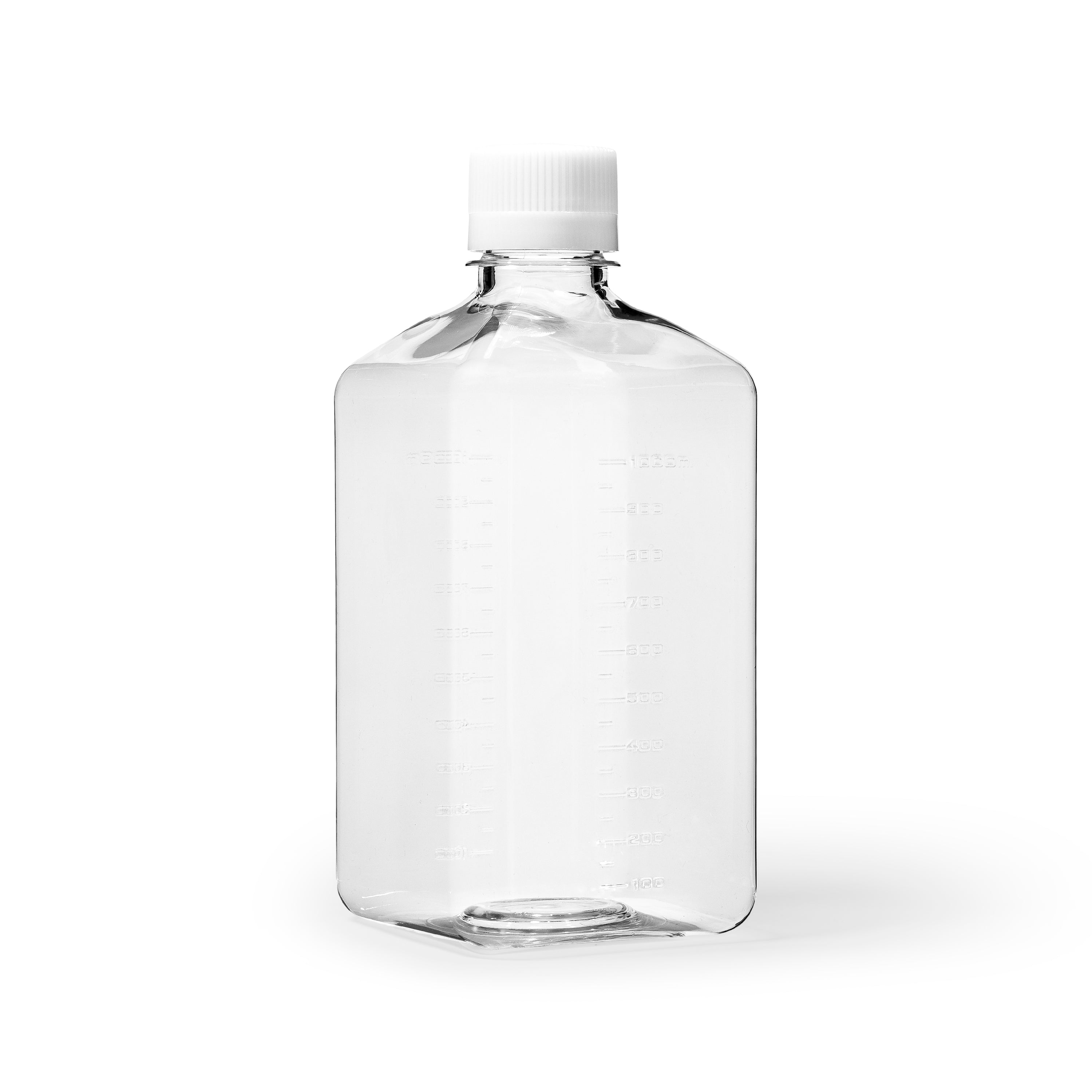 United Scientific® Media / Storage Bottle, Square, PET With PP Cap, 1000 mL, comes with 12