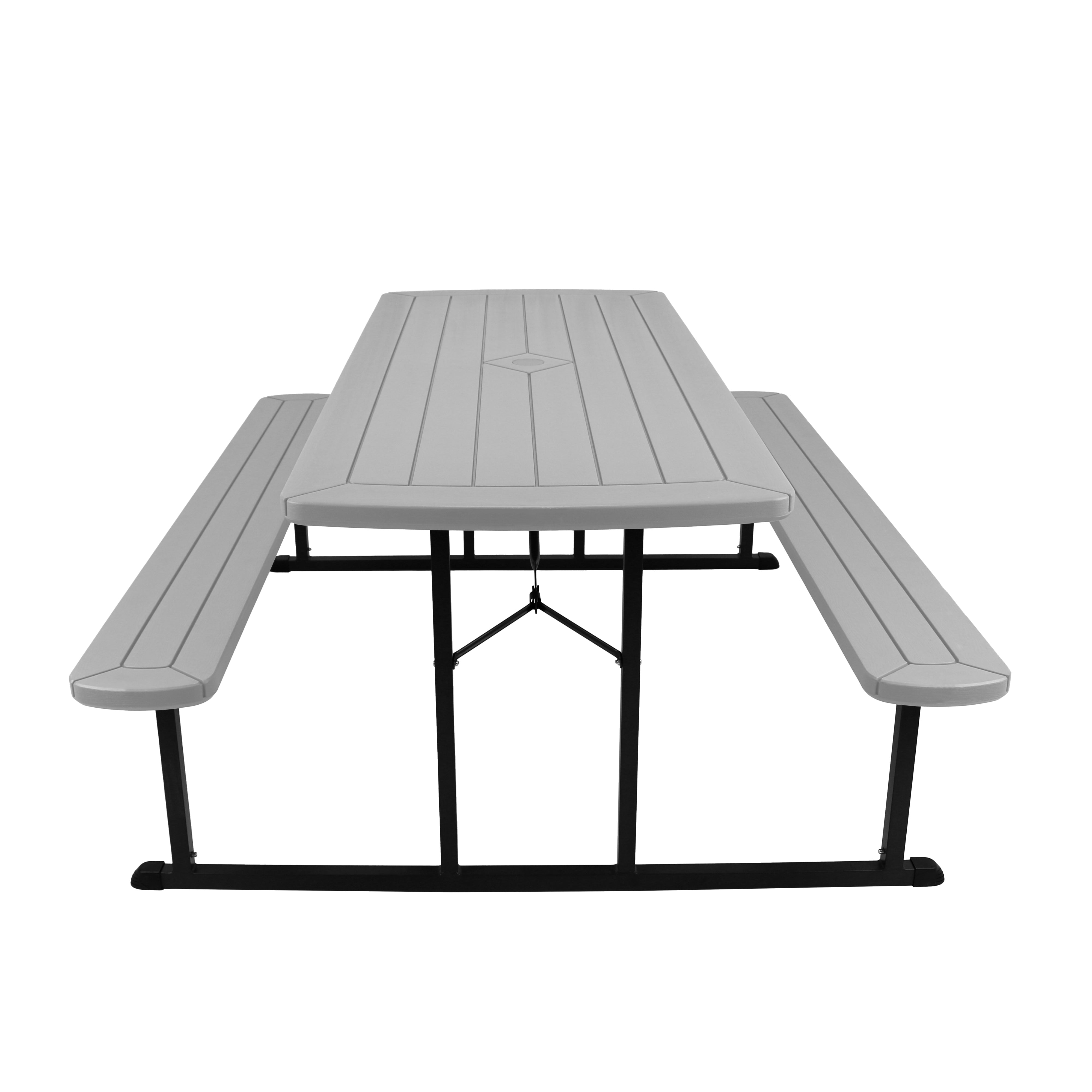NPS® 30" x 72" Blow Molded Picnic Table, Surface Color: Light Speckled Grey, Frame Color: Black