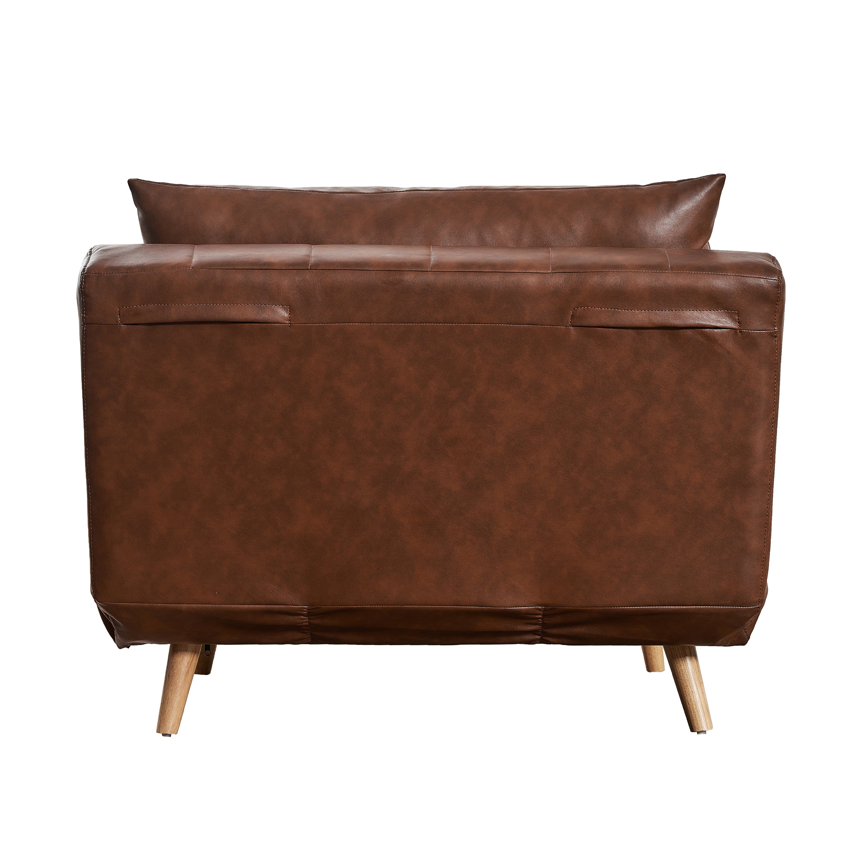 Shaw Convertible Tri-Fold Sleeper Chair with Pillow - Multifunctional Adjustable Sleeper - Channel Stitching - Hideaway Legs - Brown LeatherSoft
