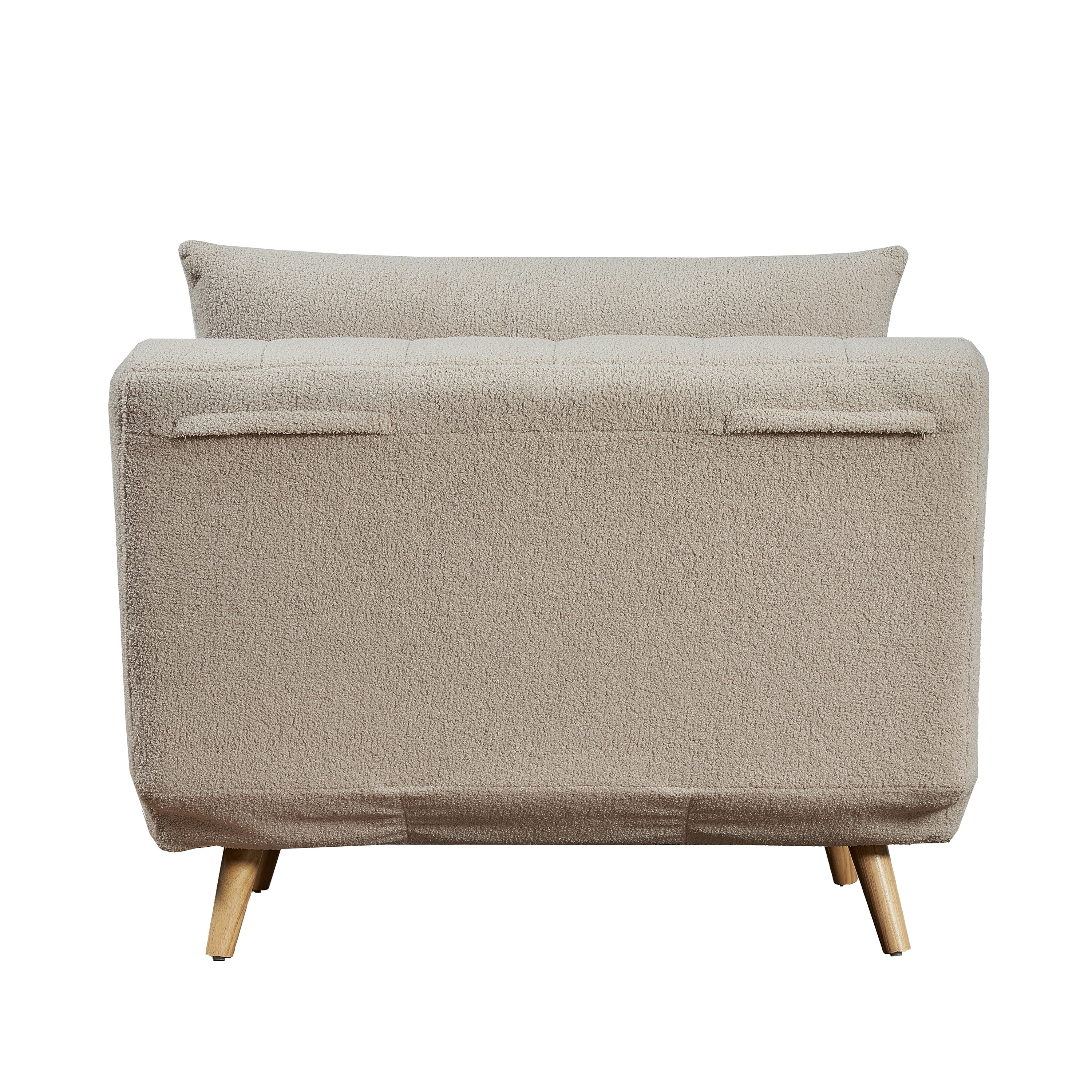 Shaw Convertible Tri-Fold Chair with Pillow - Multifunctional Adjustable Sleeper - Channel Stitching-Removable Legs - Cream Boucle
