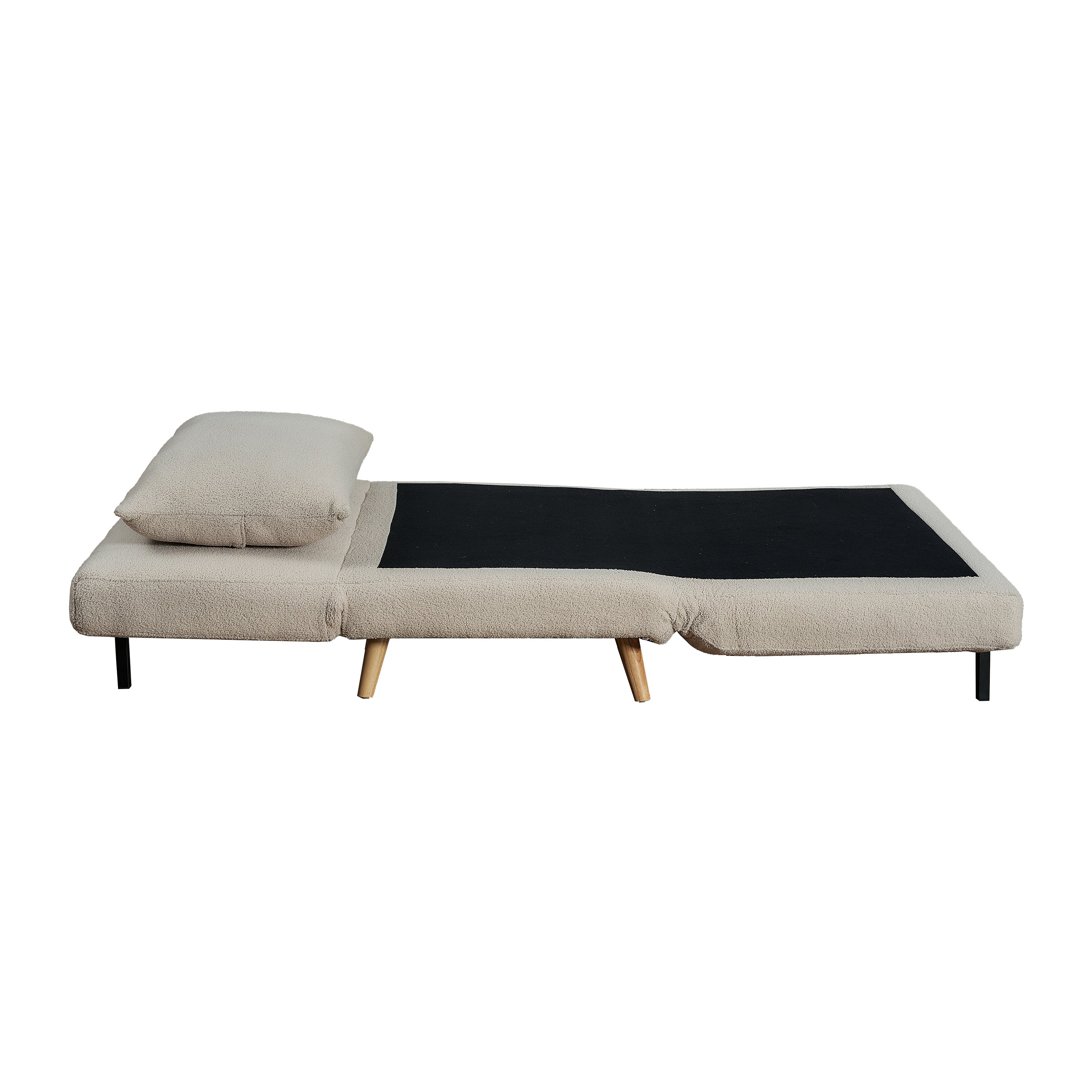 Shaw Convertible Tri-Fold Chair with Pillow - Multifunctional Adjustable Sleeper - Channel Stitching-Removable Legs - Cream Boucle