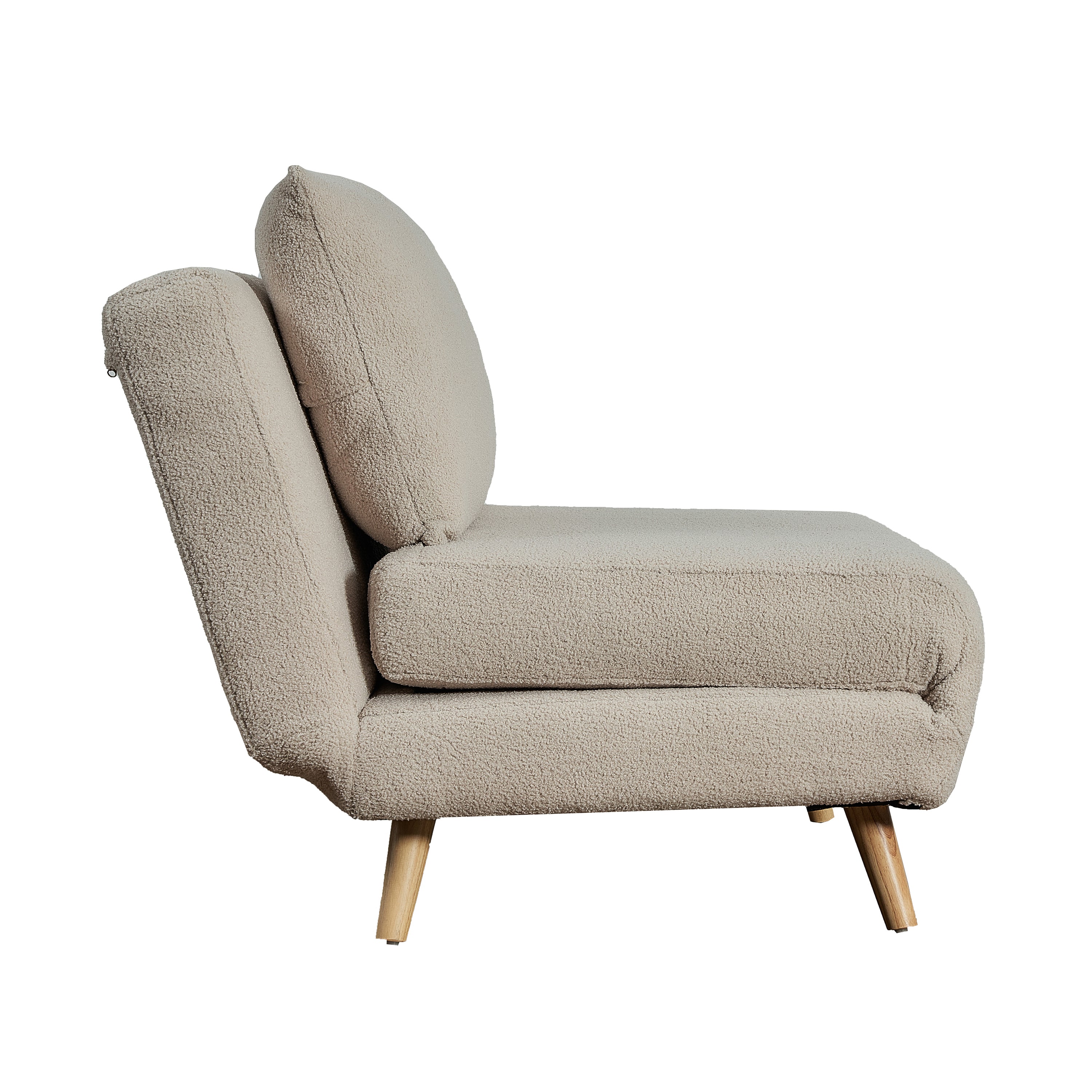 Shaw Convertible Tri-Fold Chair with Pillow - Multifunctional Adjustable Sleeper - Channel Stitching-Removable Legs - Cream Boucle