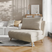 Shaw Convertible Tri-Fold Chair with Pillow - Multifunctional Adjustable Sleeper - Channel Stitching-Removable Legs - Cream Boucle