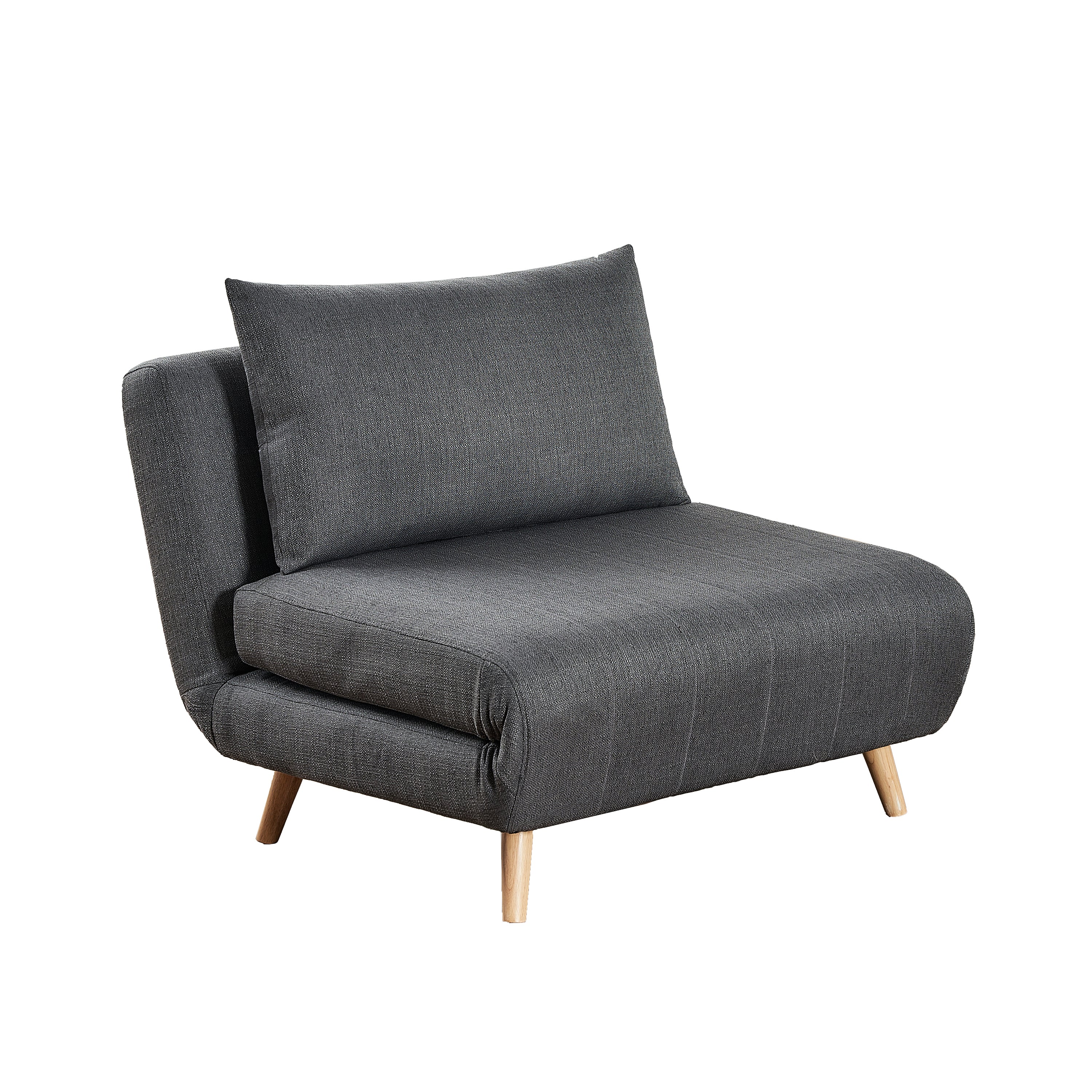 Shaw Convertible Tri-Fold Sleeper Chair with Pillow, Multifunctional Adjustable Sleeper with Channel Stitching and Hideaway Legs in Dark Gray