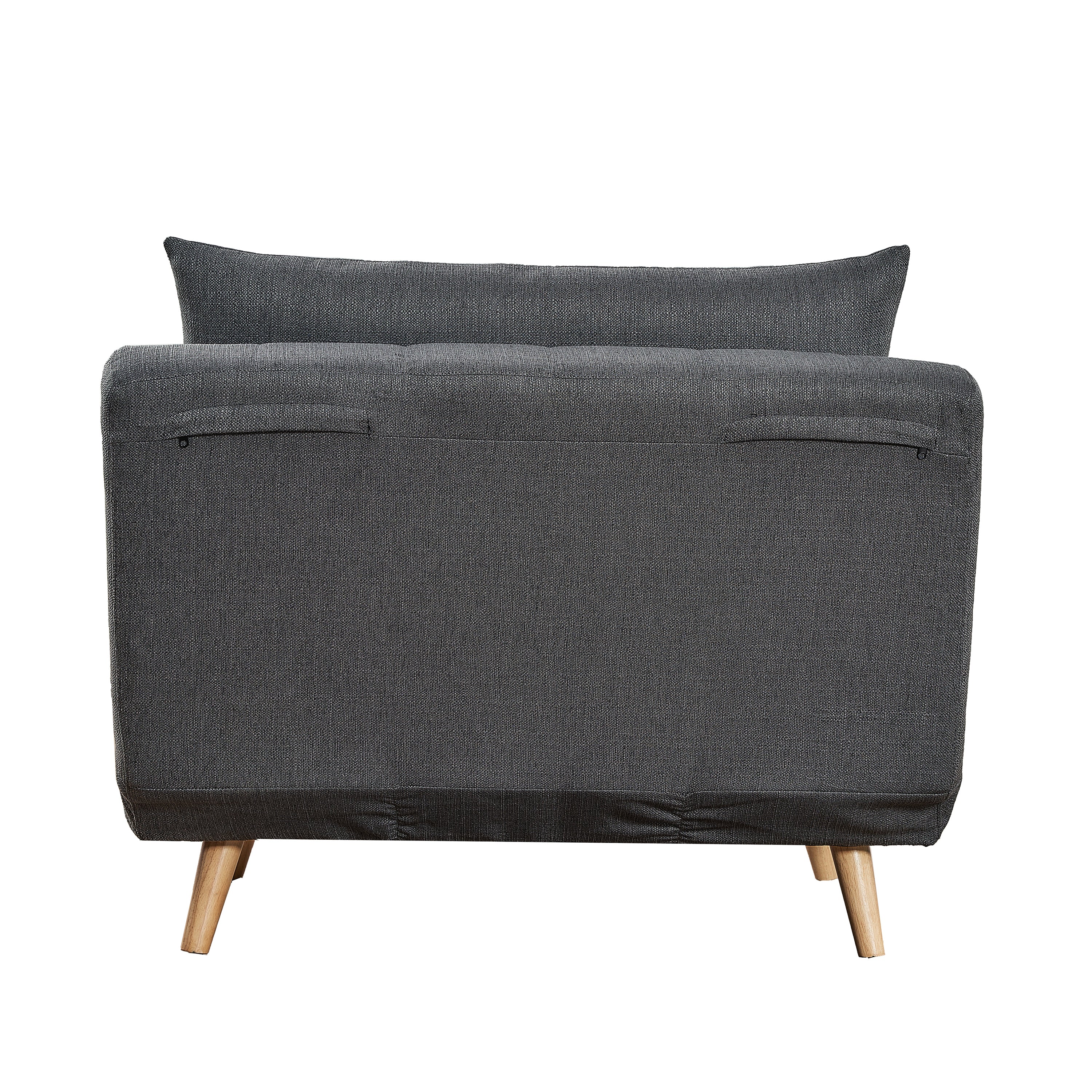 Shaw Convertible Tri-Fold Sleeper Chair with Pillow, Multifunctional Adjustable Sleeper with Channel Stitching and Hideaway Legs in Dark Gray