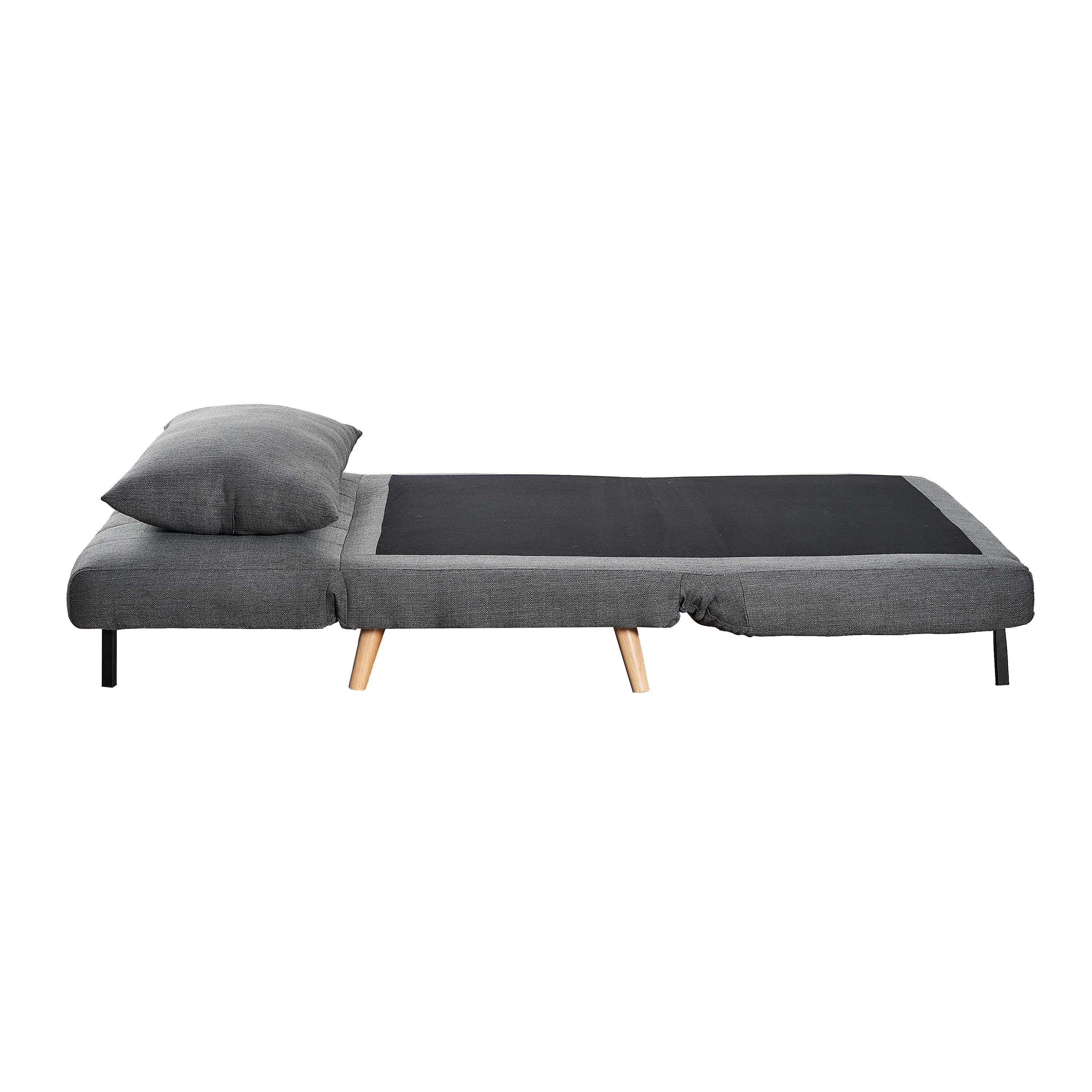 Shaw Convertible Tri-Fold Sleeper Chair with Pillow, Multifunctional Adjustable Sleeper with Channel Stitching and Hideaway Legs in Dark Gray