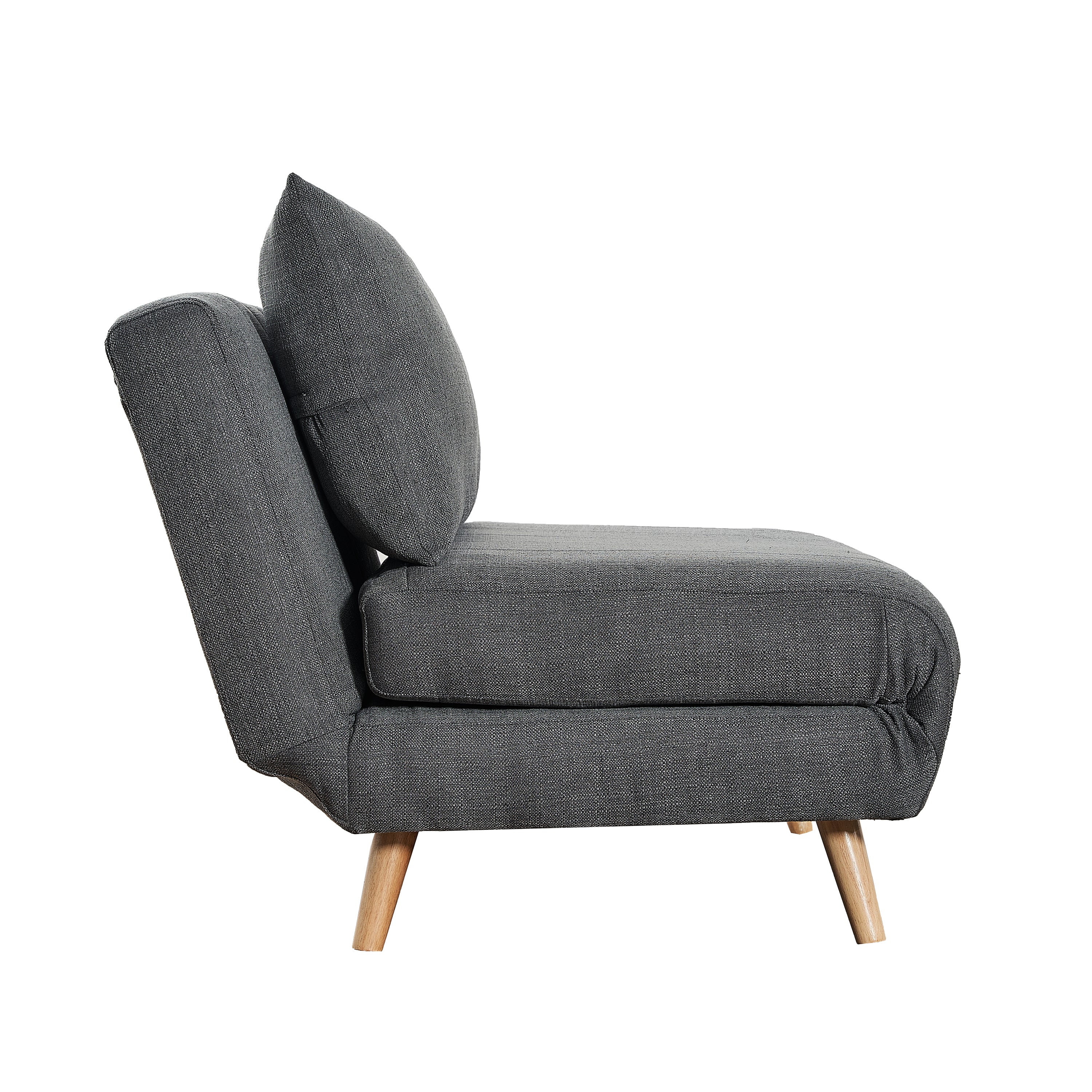 Shaw Convertible Tri-Fold Sleeper Chair with Pillow, Multifunctional Adjustable Sleeper with Channel Stitching and Hideaway Legs in Dark Gray