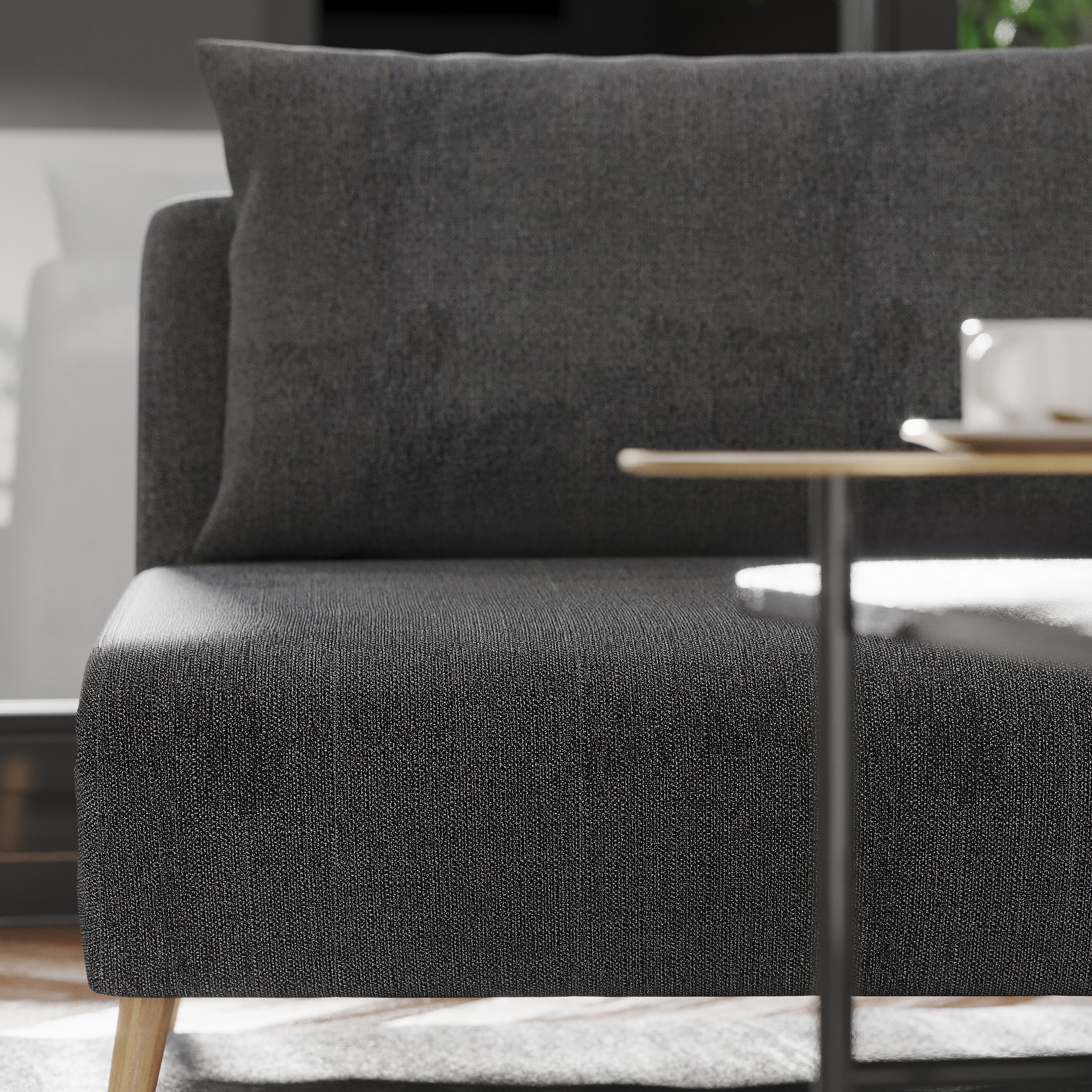 Shaw Convertible Tri-Fold Sleeper Chair with Pillow, Multifunctional Adjustable Sleeper with Channel Stitching and Hideaway Legs in Dark Gray