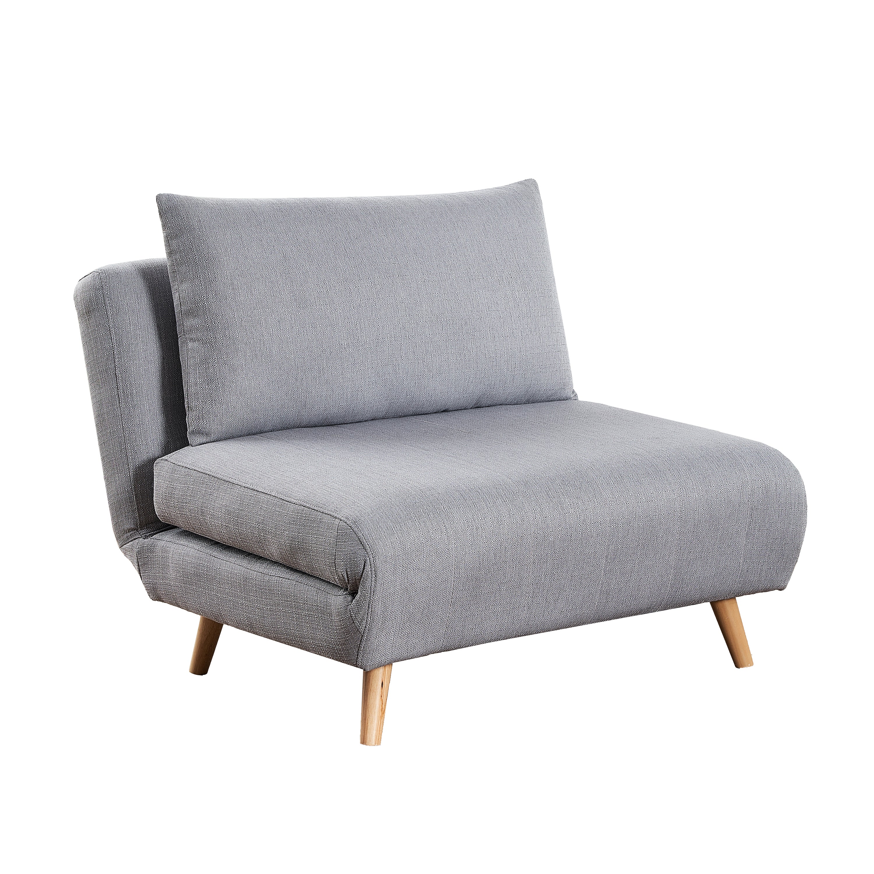 Shaw Convertible Tri-Fold Sleeper Chair with Pillow, Multifunctional Adjustable Sleeper with Channel Stitching and Hideaway Legs in Light Gray