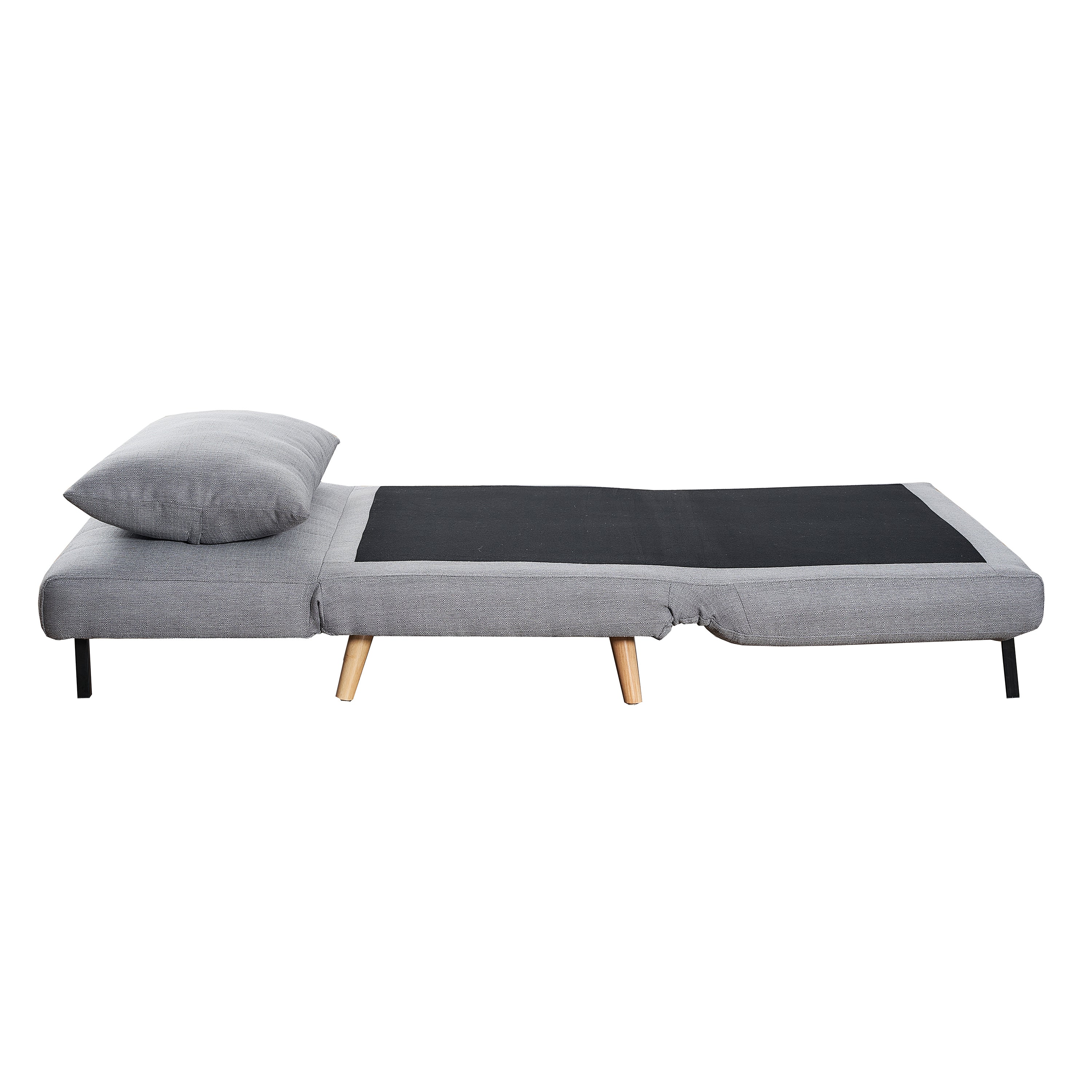 Shaw Convertible Tri-Fold Sleeper Chair with Pillow, Multifunctional Adjustable Sleeper with Channel Stitching and Hideaway Legs in Light Gray
