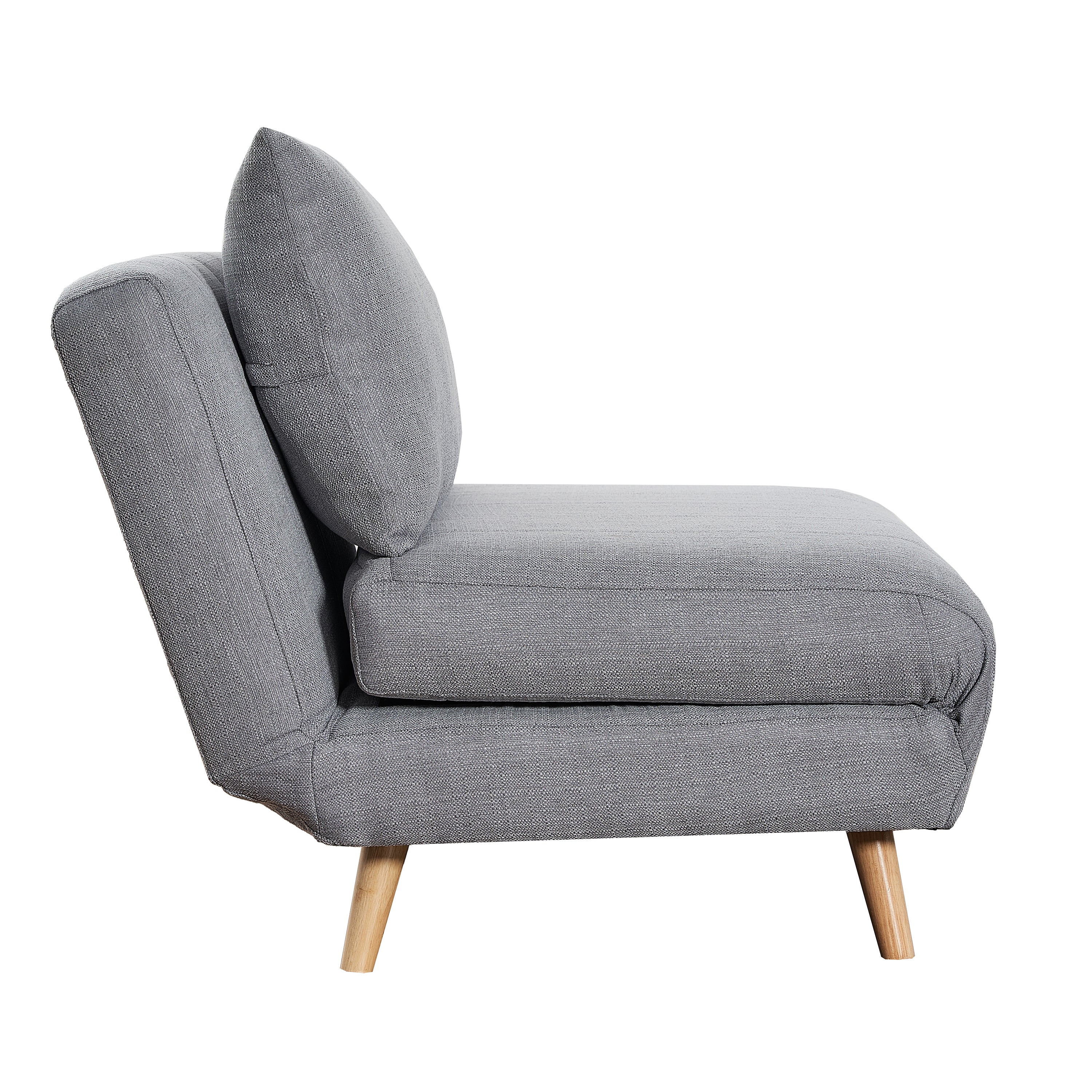 Shaw Convertible Tri-Fold Sleeper Chair with Pillow, Multifunctional Adjustable Sleeper with Channel Stitching and Hideaway Legs in Light Gray