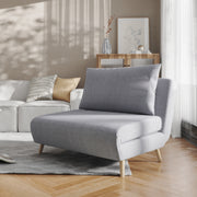 Shaw Convertible Tri-Fold Sleeper Chair with Pillow, Multifunctional Adjustable Sleeper with Channel Stitching and Hideaway Legs in Light Gray