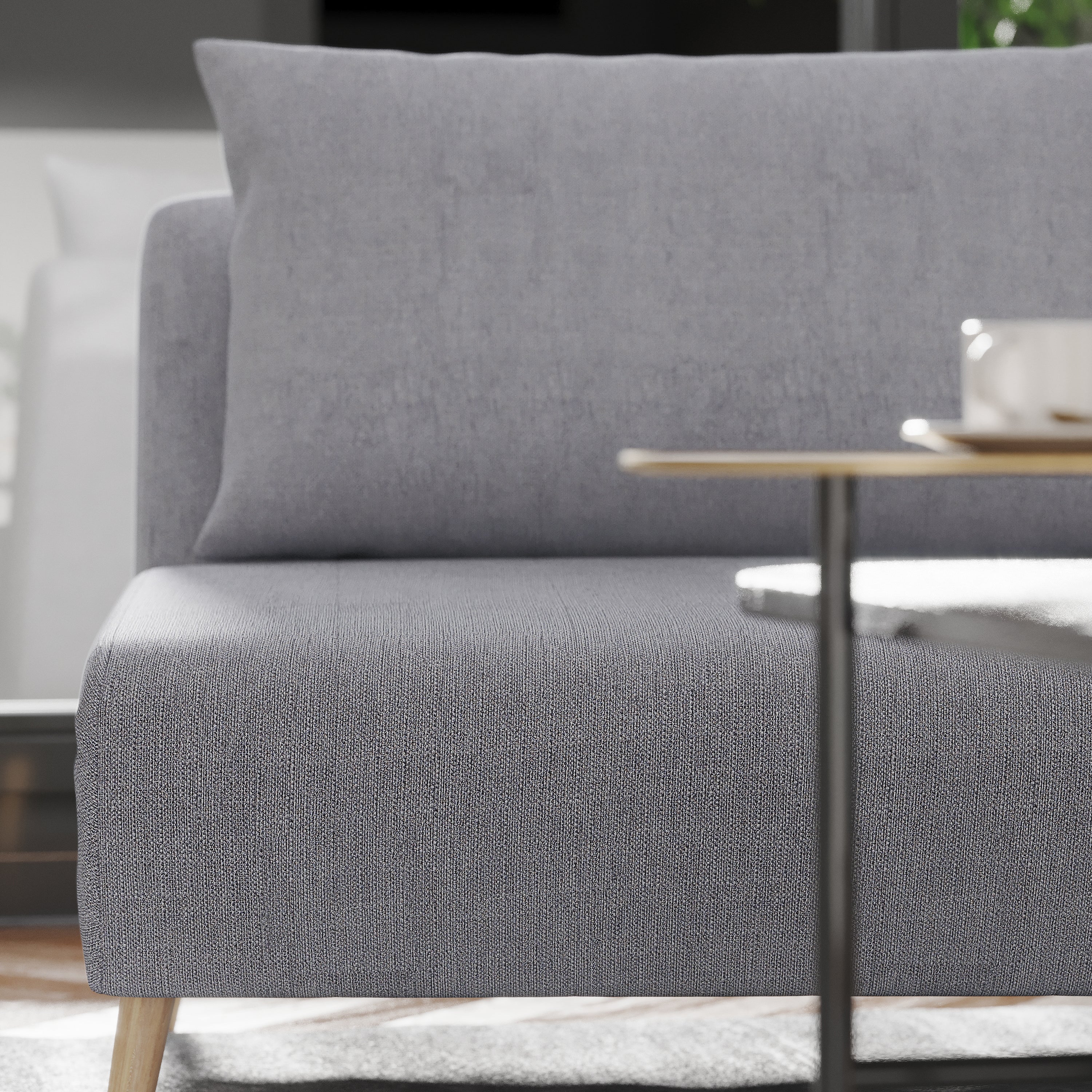 Shaw Convertible Tri-Fold Sleeper Chair with Pillow, Multifunctional Adjustable Sleeper with Channel Stitching and Hideaway Legs in Light Gray