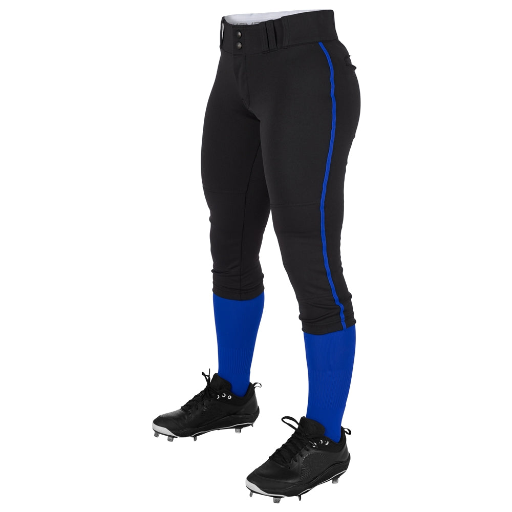 TOURNAMENT w/ Pipe Softball Pant - Black Royal Pipe - Womens - Extra-Large