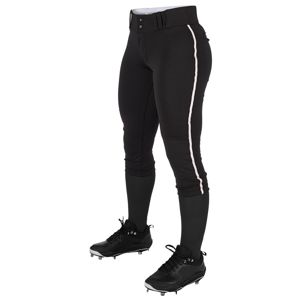 TOURNAMENT w/ Pipe Softball Pant - Black White Pipe - Girls - Small
