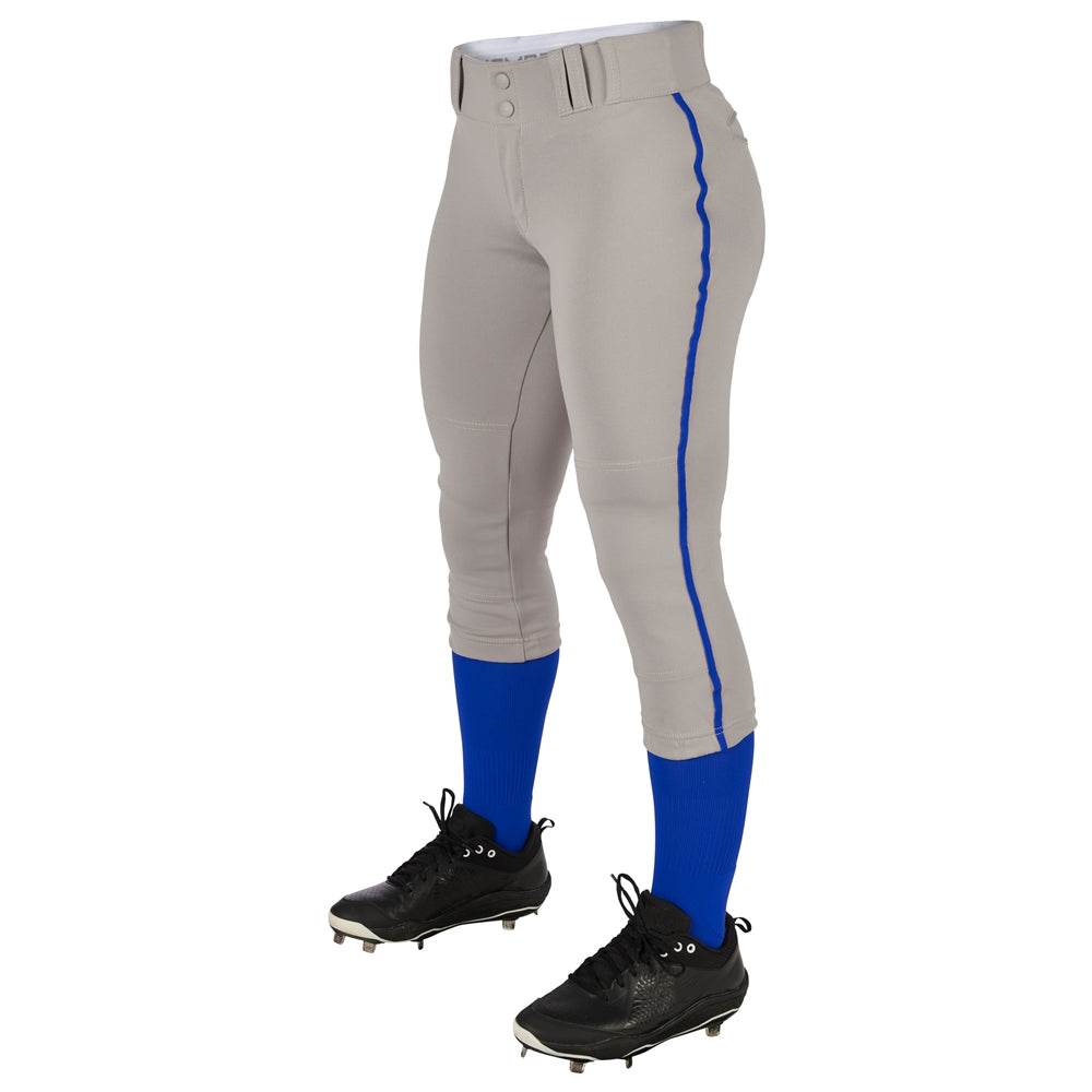 TOURNAMENT w/ Pipe Softball Pant - Grey Royal Pipe - Girls - Small