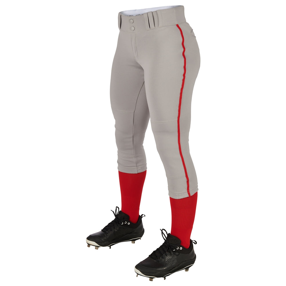 TOURNAMENT w/ Pipe Softball Pant - Grey Scarlet - Womens - 3XL
