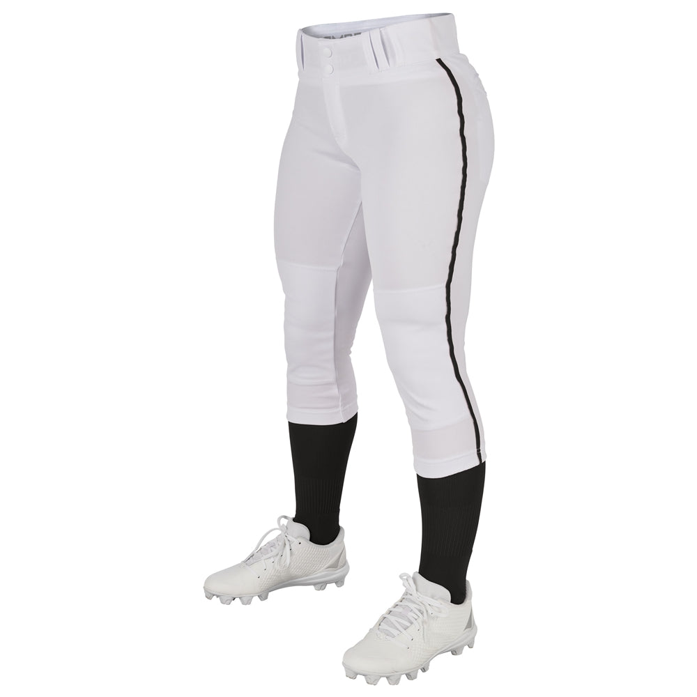 TOURNAMENT w/ Pipe Softball Pant - White Black Pipe - Womens - Small