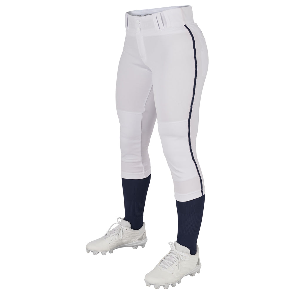 TOURNAMENT w/ Pipe Softball Pant - White Navy - Womens - 3XL