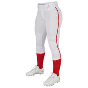 TOURNAMENT w/ Pipe Softball Pant - White Scarlet - Womens - Extra-Large
