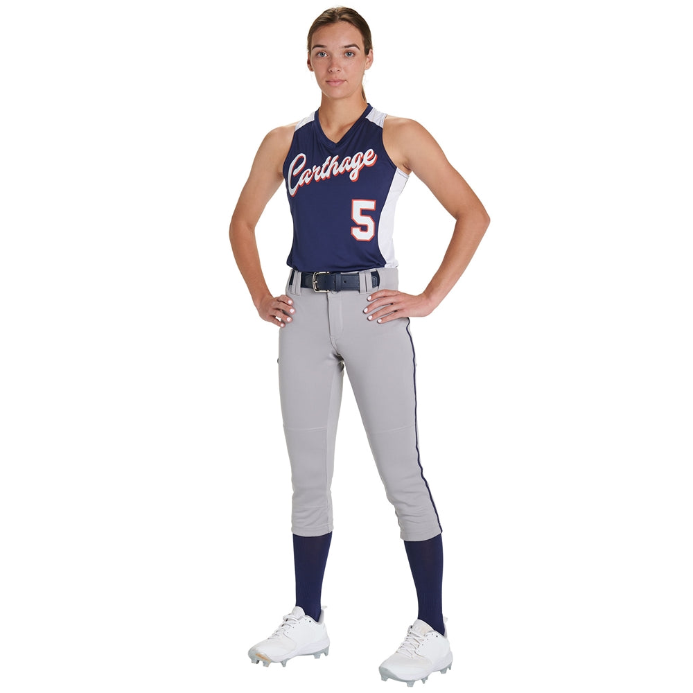 TOURNAMENT w/ Pipe Softball Pant - Black Scarlet - Womens - Large
