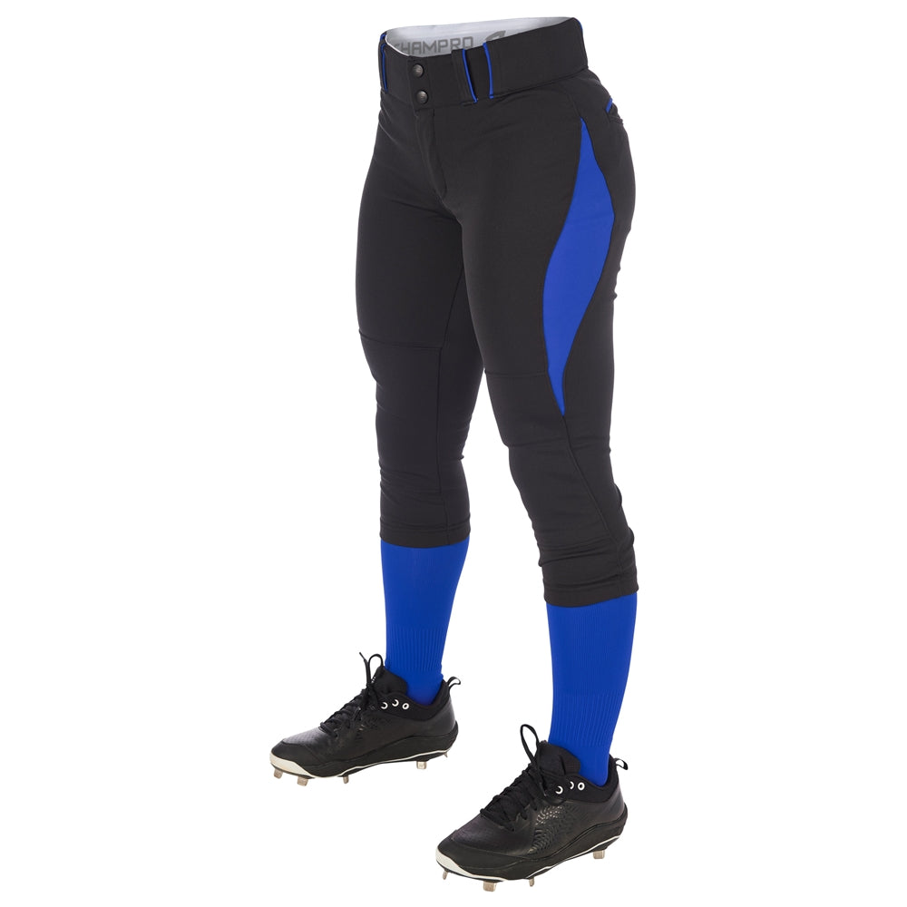Surge 2 color Softball Pant - Black Royal - Girls - Small