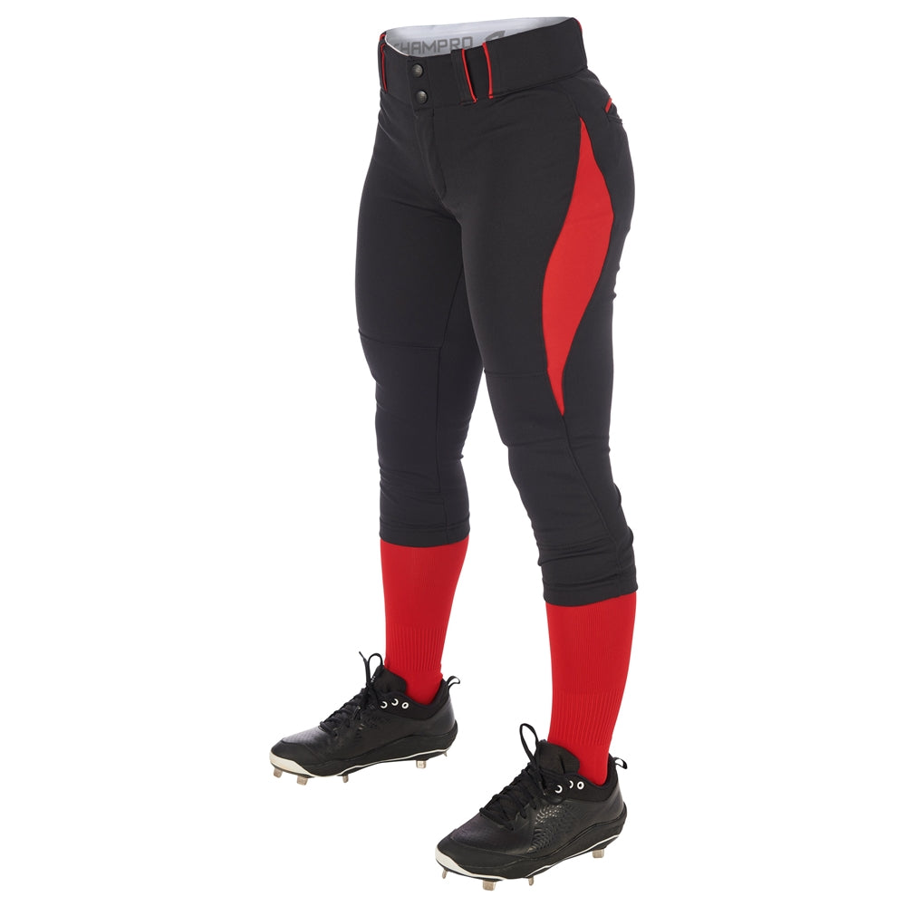 Surge 2 color Softball Pant - Black Scarlet - Womens - Medium