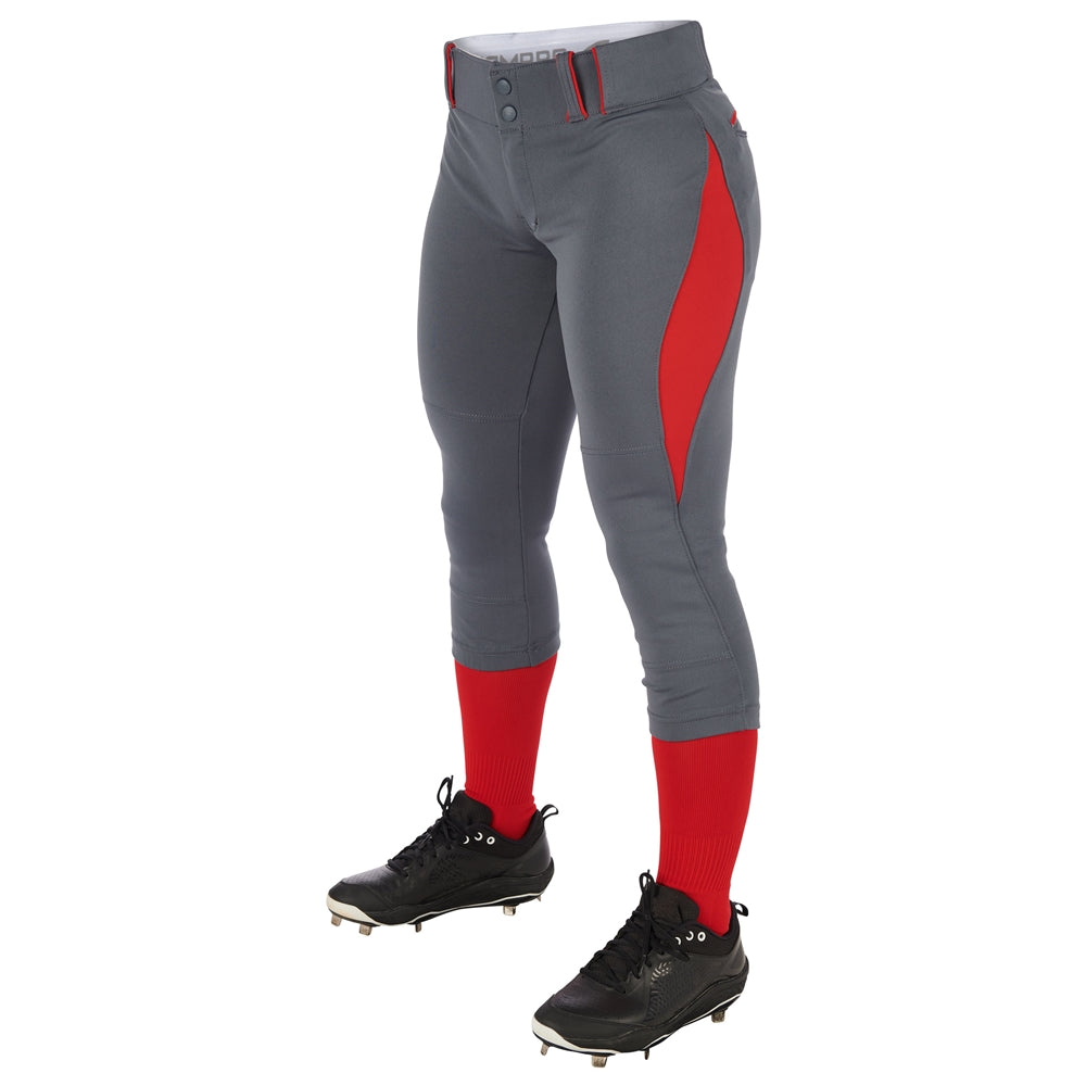 Surge 2 color Softball Pant - Graphite Scarlet - Girls - Extra-Large