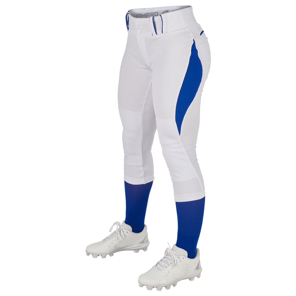 Surge 2 color Softball Pant - White Royal - Womens - Medium