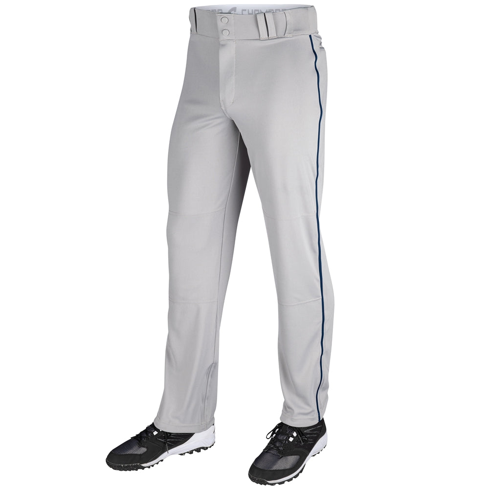 Triple Crown Open Bottom Pant with Pipe - Grey Navy Pipe - Youth - Small