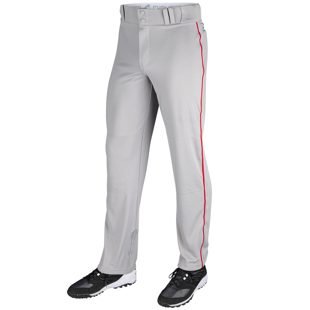 Triple Crown Open Bottom Pant with Pipe - Grey Scarlet Pipe - Adult - 4XL