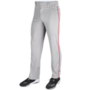 Triple Crown Open Bottom Pant with Pipe - Grey Scarlet Pipe - Adult - Small