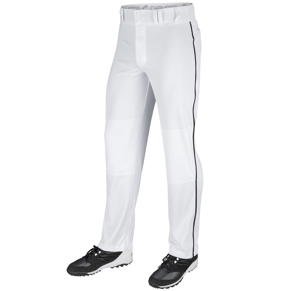 Triple Crown Open Bottom Pant with Pipe - White Black Pipe - Adult - 4XL