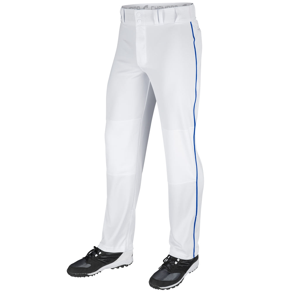 Triple Crown Open Bottom Pant with Pipe - White Royal Pipe - Adult - 3XL