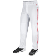Triple Crown Open Bottom Pant with Pipe - White Scarlet Pipe - Adult - Small