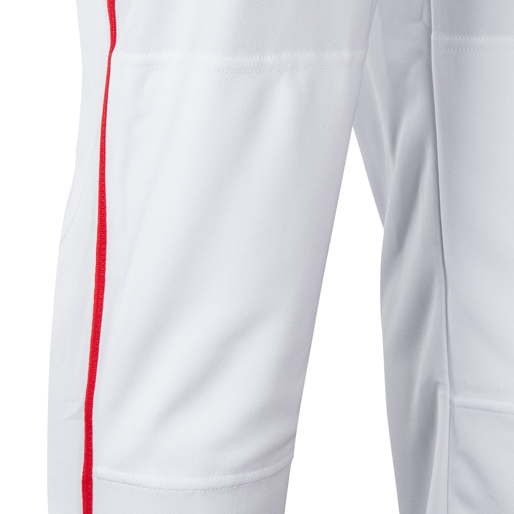 Triple Crown Open Bottom Pant with Pipe - White Scarlet Pipe - Adult - Small
