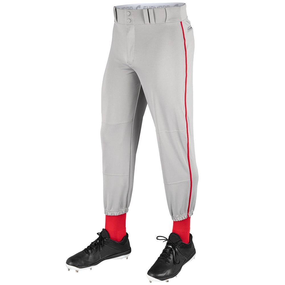 Dugout Pant with Pipe - Grey Scarlet Pipe - Youth - Small