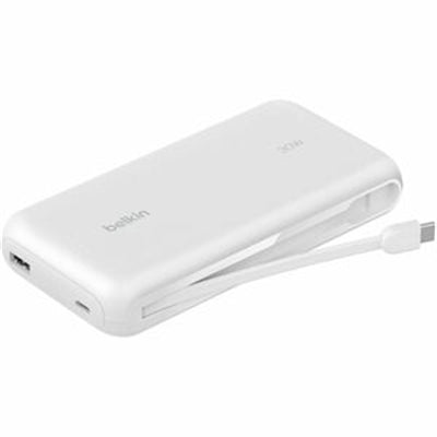 Belkin BoostCharge 20K Power Bank with Integrated Cable - White