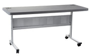 NPS® 24" x 72" Flip-N-Store Training Table, Surface Color: Charcoal Slate, Frame Color: Silver