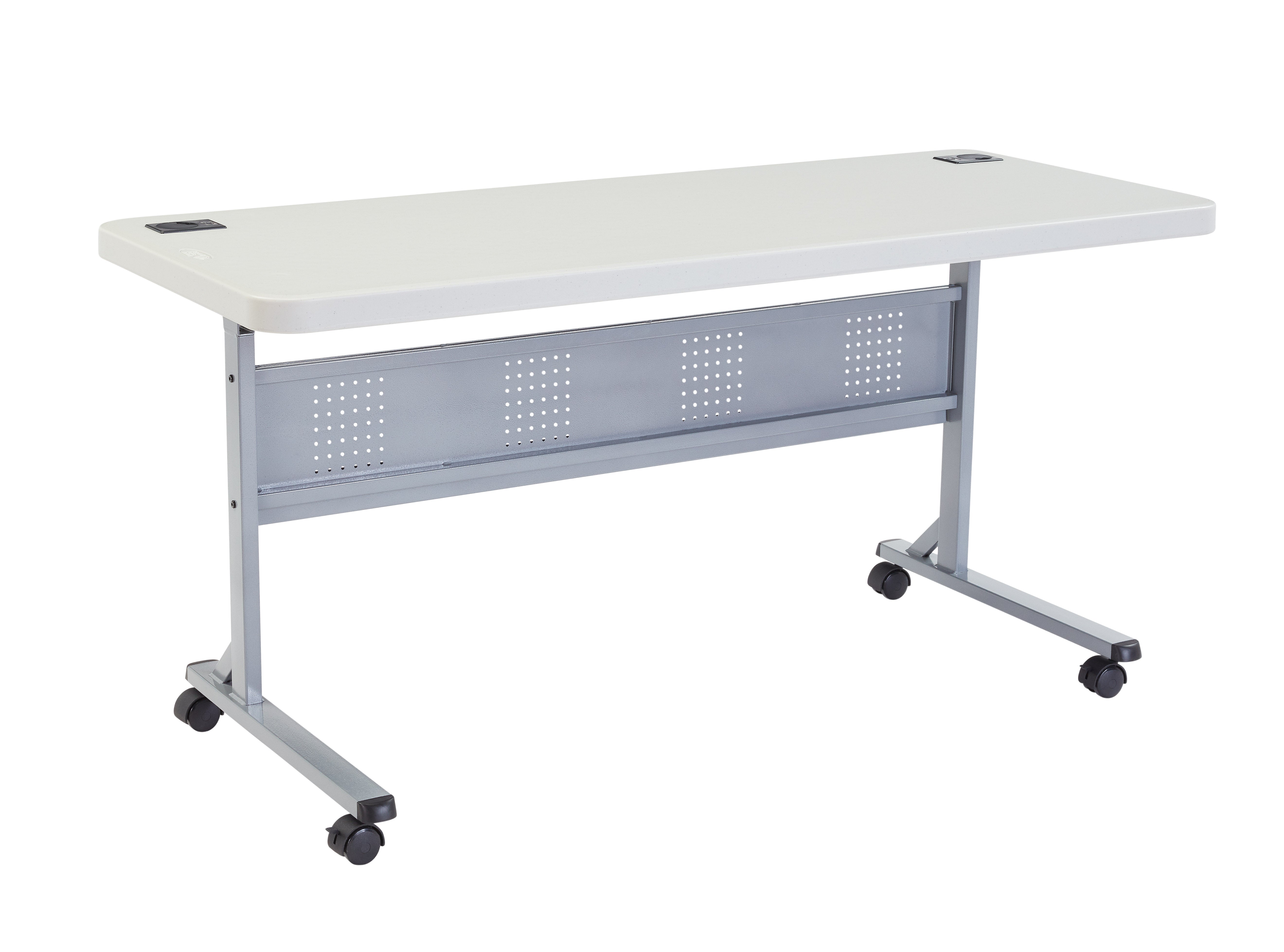 NPS® 24" x 72" Flip-N-Store Training Table, Surface Color: Speckled Grey, Frame Color: Grey