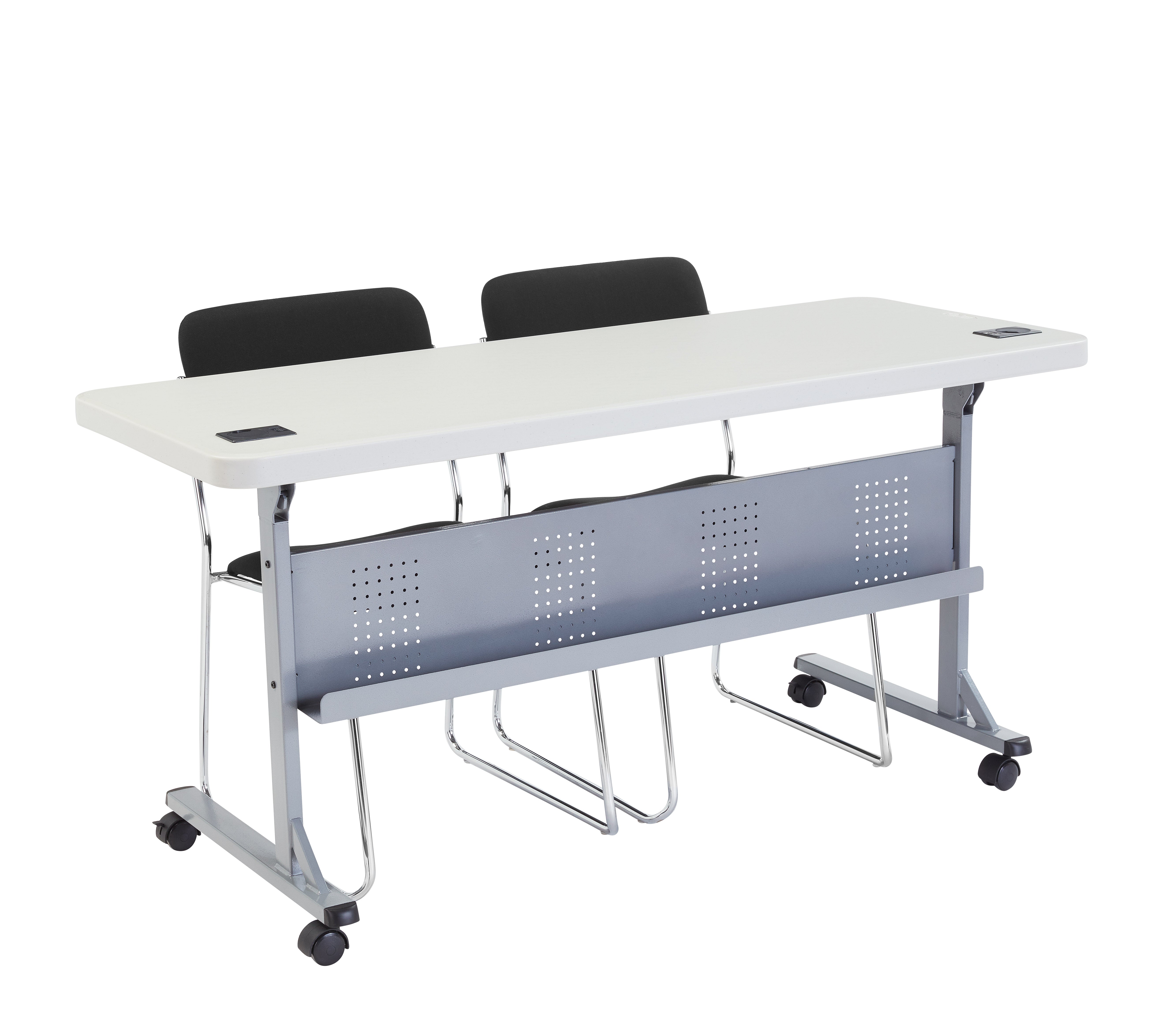 NPS® 8600 Series Fabric Padded Signature Stack Chair, Surface Color: Black , Frame Color: Chrome