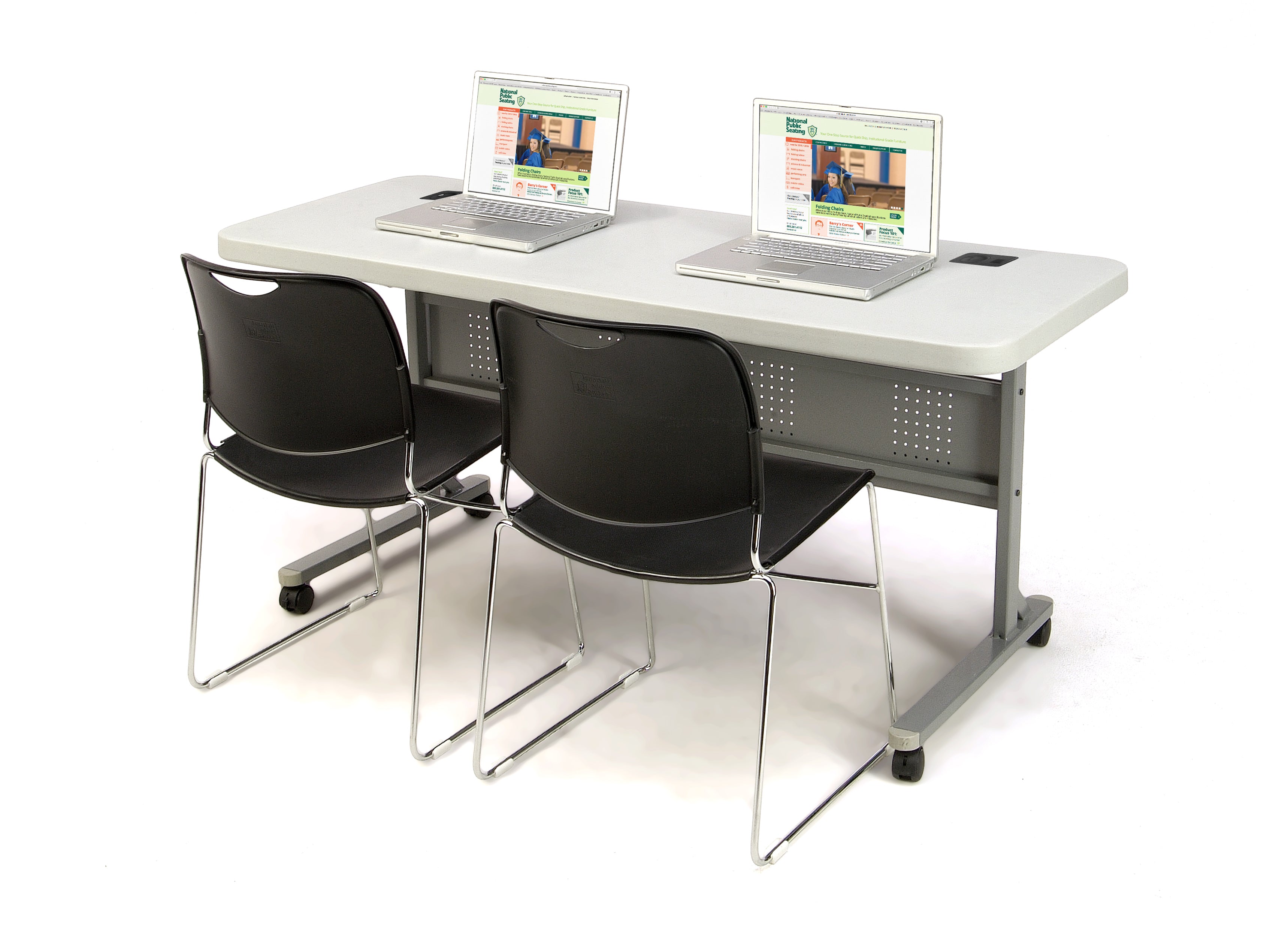 NPS® 8500 Series Ultra-Compact Plastic Stack Chair, Surface Color: Black, Frame Color: Chrome