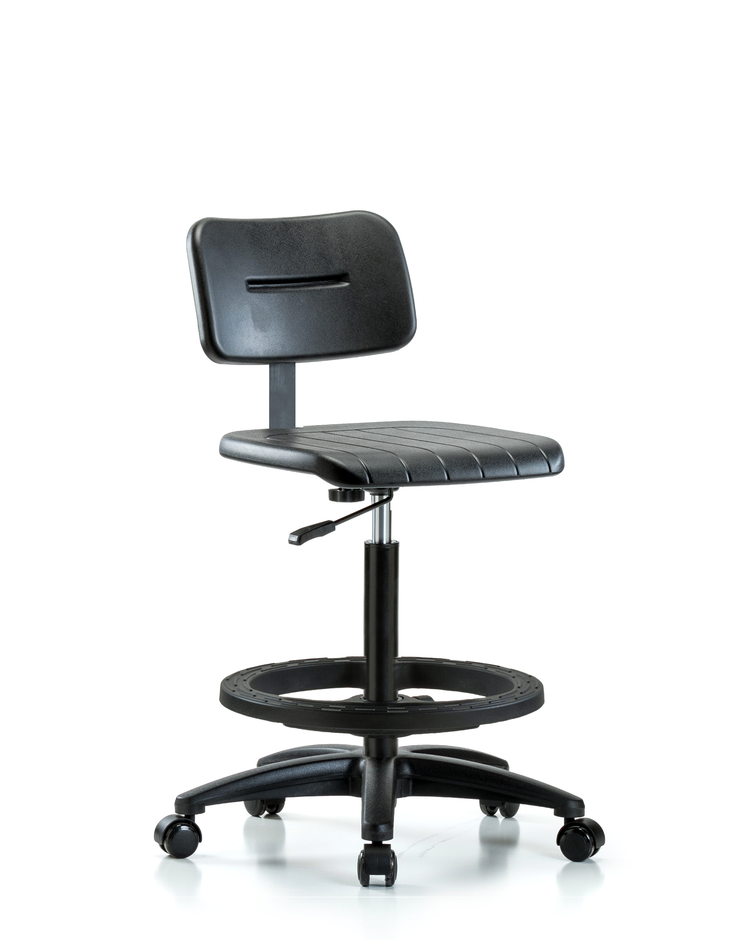 Core Polyurethane Chair - High Bench Height with Black Foot Ring & Casters