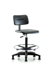 Core Polyurethane Chair - High Bench Height with Chrome Foot Ring & Stationary Glides