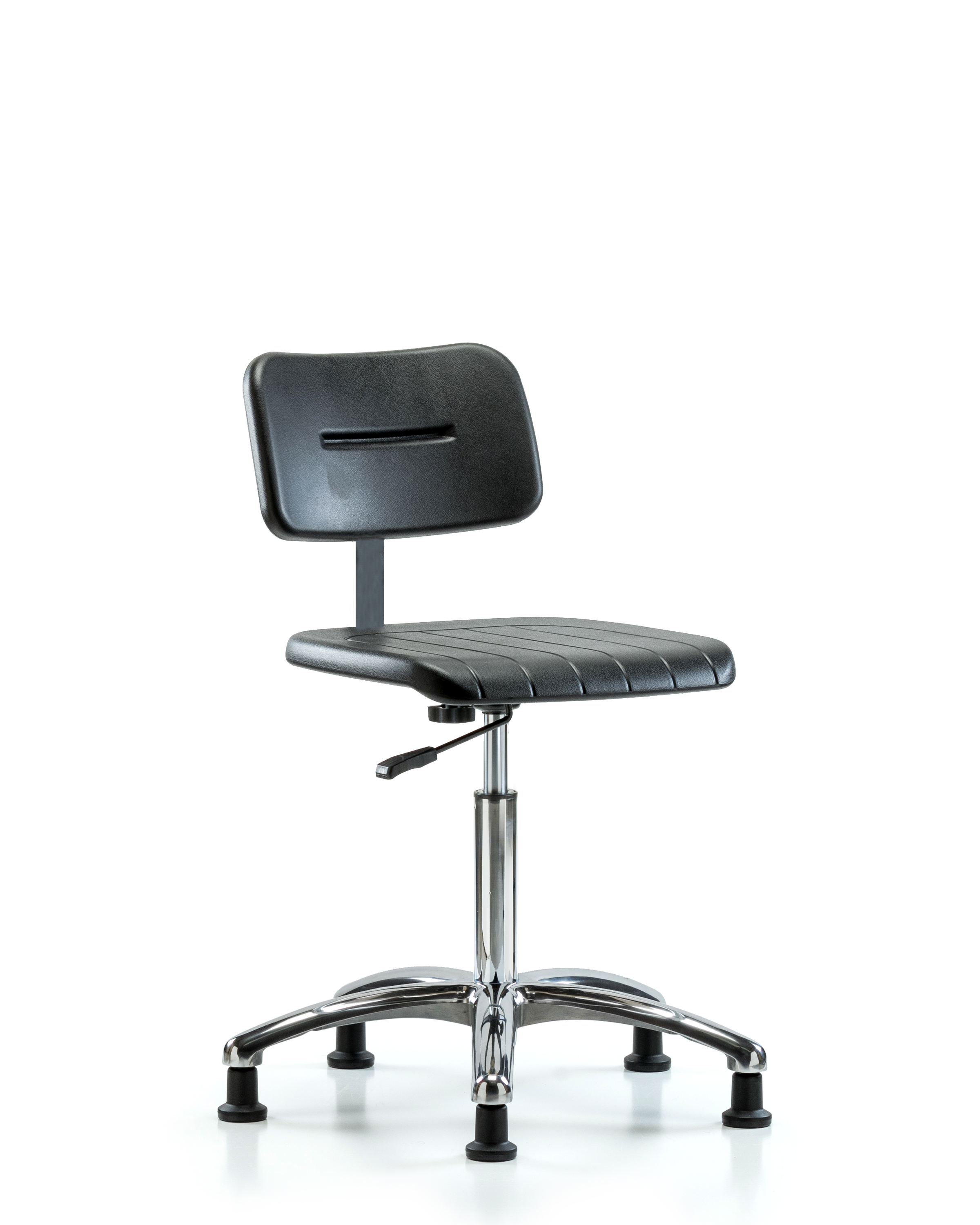 Core Polyurethane Chair Chrome - Medium Bench Height with Chrome Foot Ring & Stationary Glides